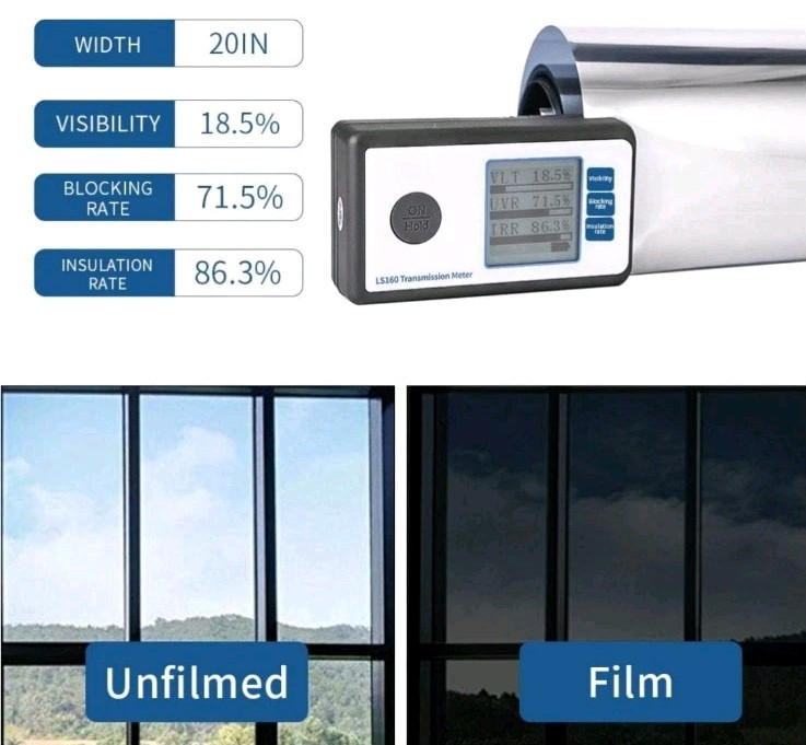 One Way Mirror Window Film Heat UV Reflective Privacy Tint Foil For Home Office