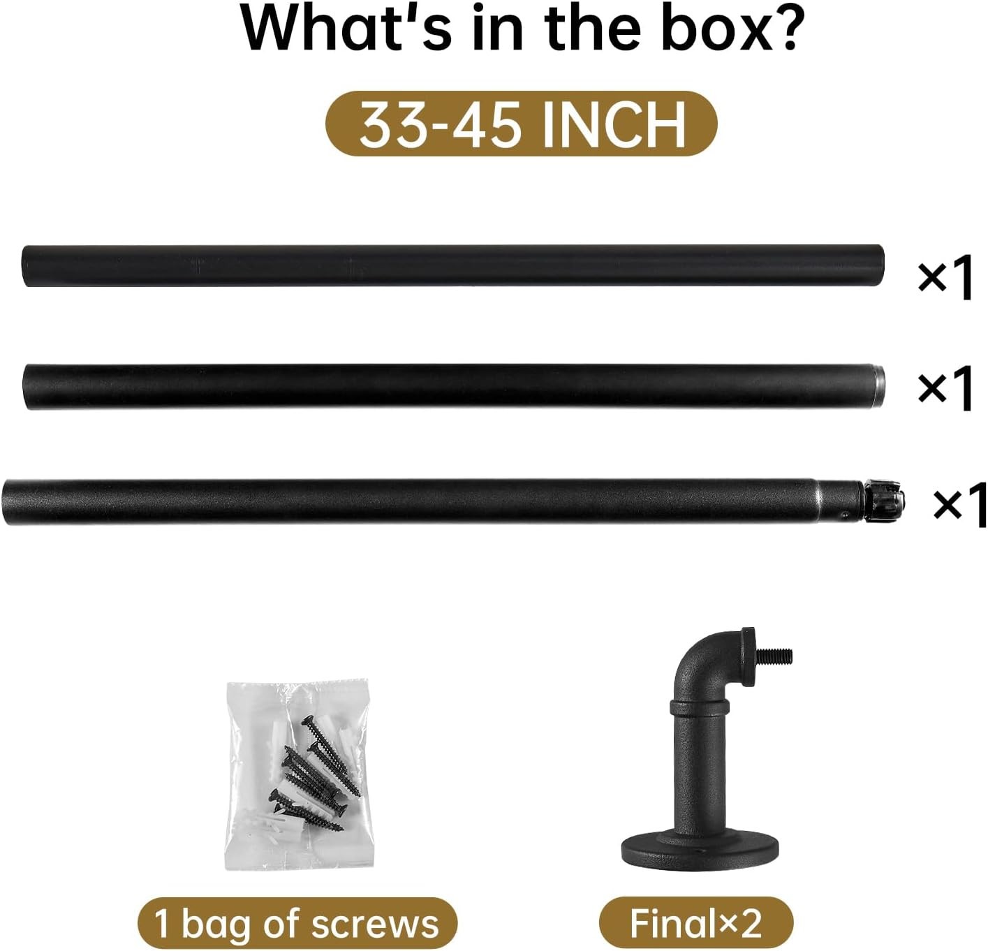 2 Pack Industrial Curtain Rods for Windows 28 to 48 Inches Black