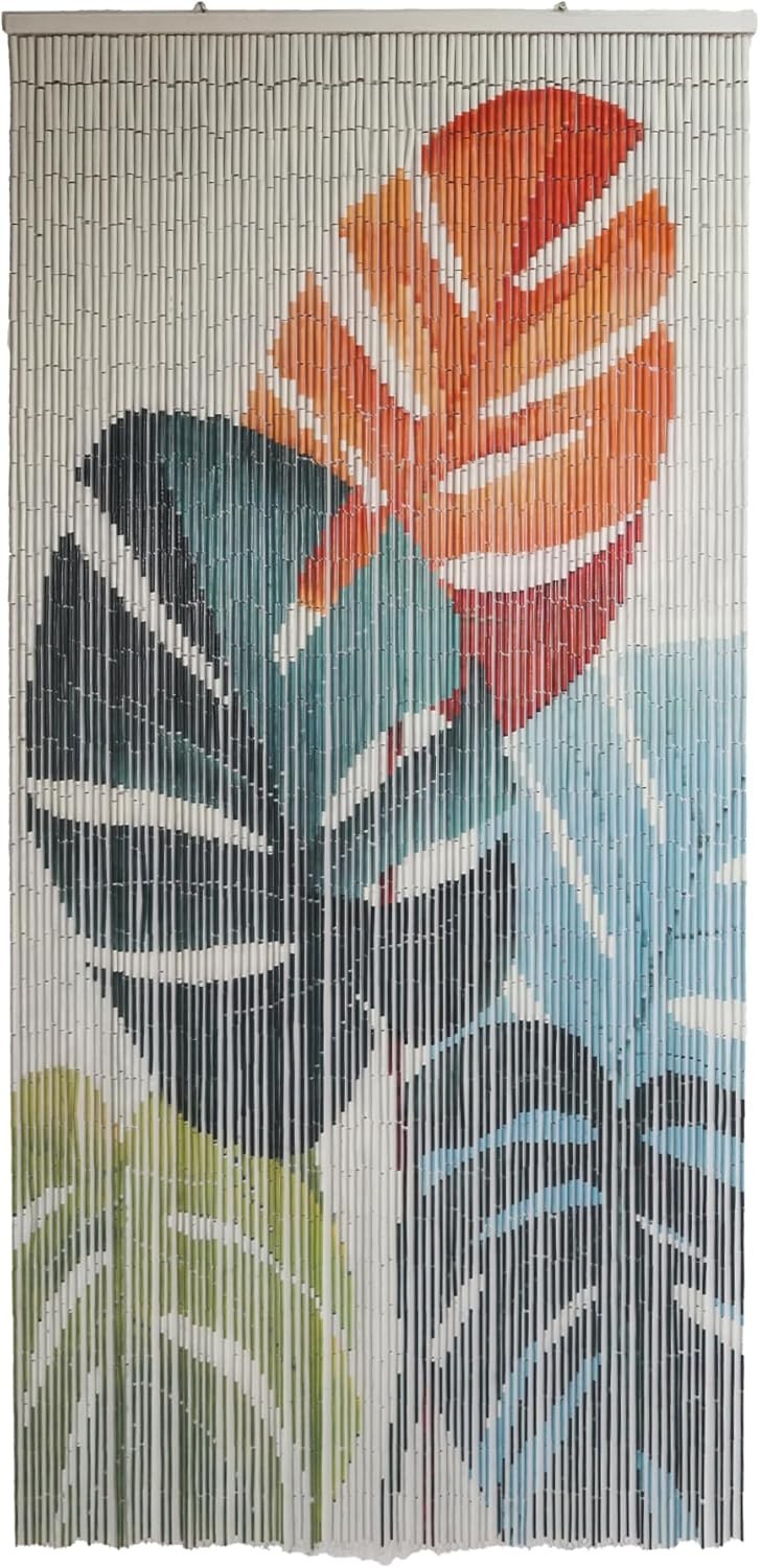 Monstera Leaves Curtain Wall Art, Decorative Room Divider, Natural 35.43 x 78.74