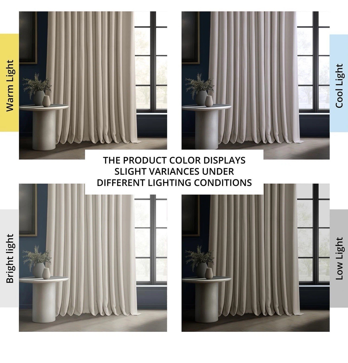 Solid Faux Living Room Curtains ( 1 Panel ) 100” X 96” Fabrics Furnishings NEW