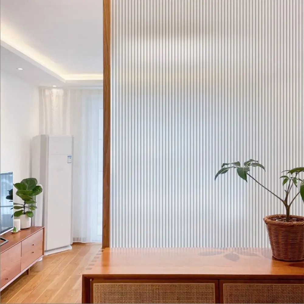 Reeded Glass Window Privacy Film Opaque UV Protection Static Shading Stripe Deco