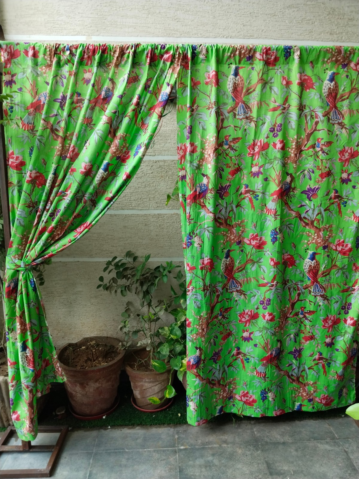 green bird print boho curtain luxury drapes window and doors colourful curtain