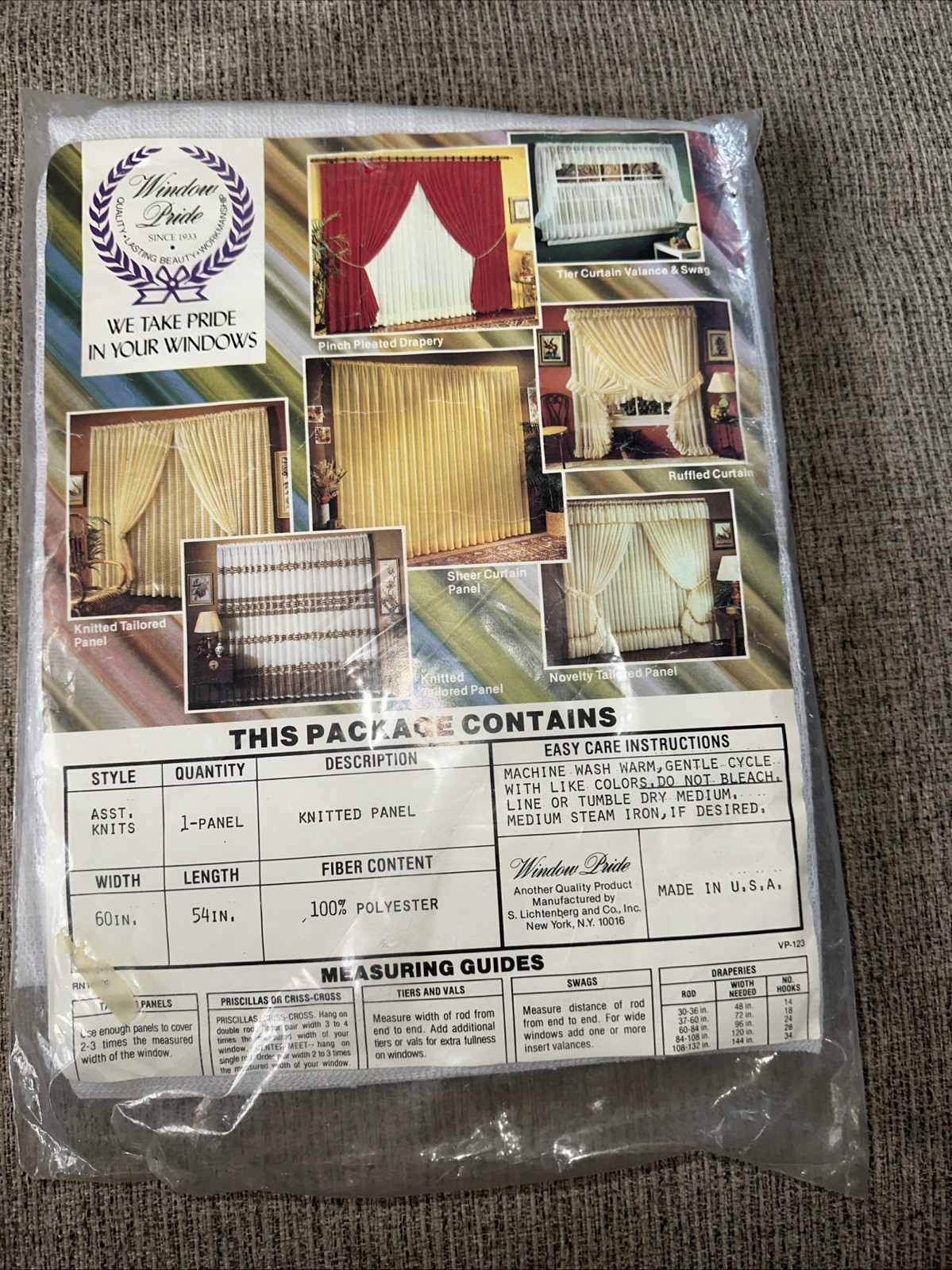 New Vintage Window Pride White Knitted Panel Curtain 60” X 54” 100% Polyester