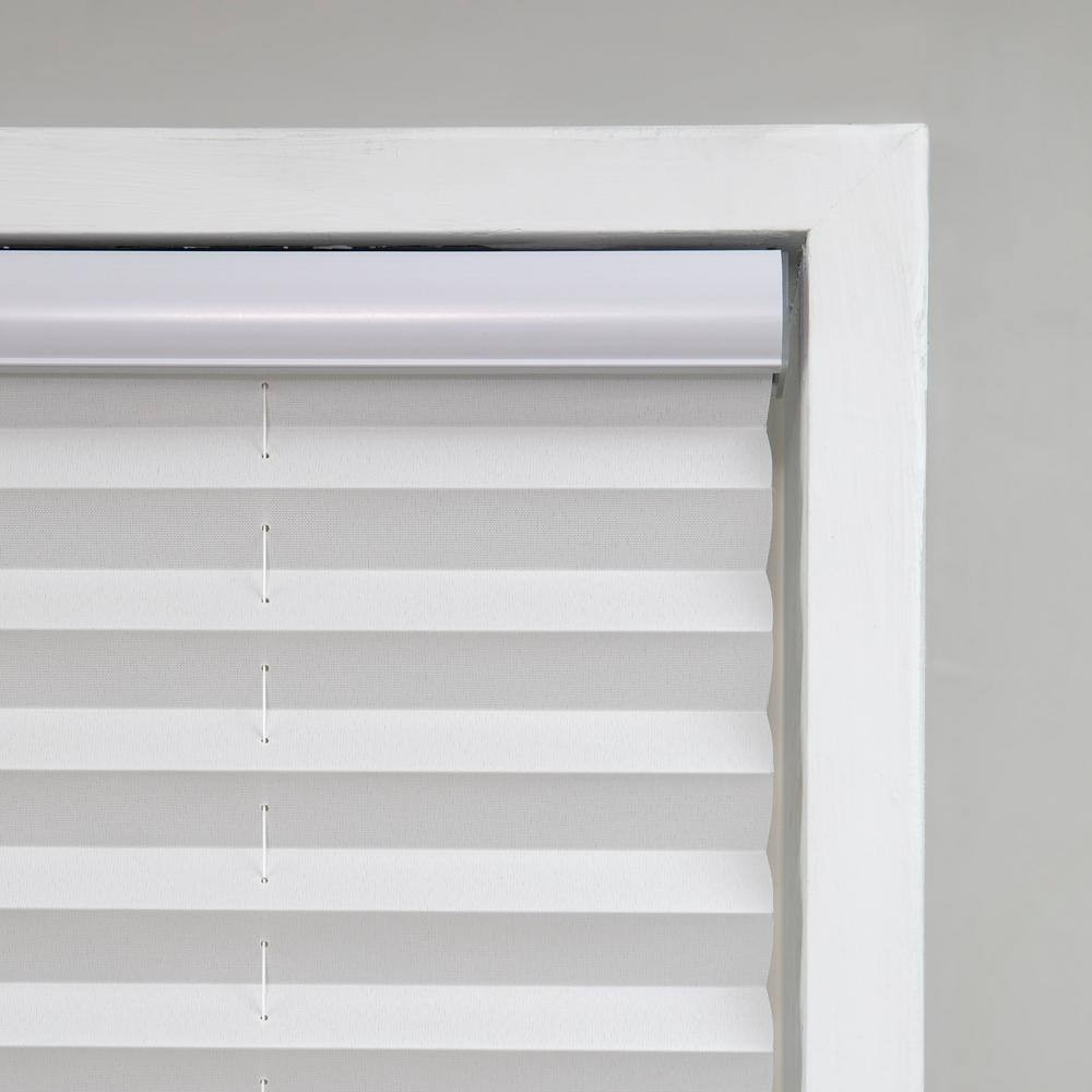 White Cordless Light Filtering Polyester Fabric Pleated Shade – 58 In. W X 64 In