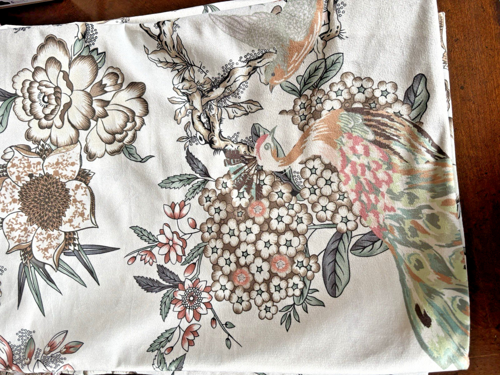 CALLISTO Window Curtains 2 Panels 38” X 84″ Peacock Birds Drapers Back Tab Blush