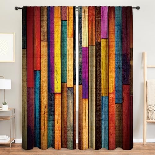 Rustic Farmhouse Curtains 52W X 84H Inch 52″W x 84″L (Pack of 2) 01colorful
