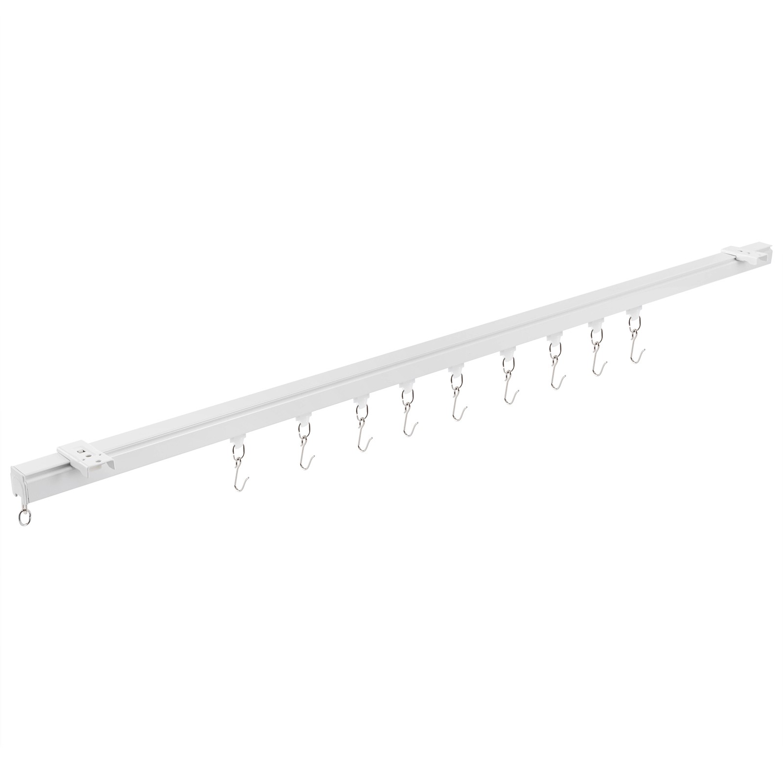 Ceiling Mounted Curtain Track Kit w/ Hooks 3ft-6ft Curtain Track for Space,White