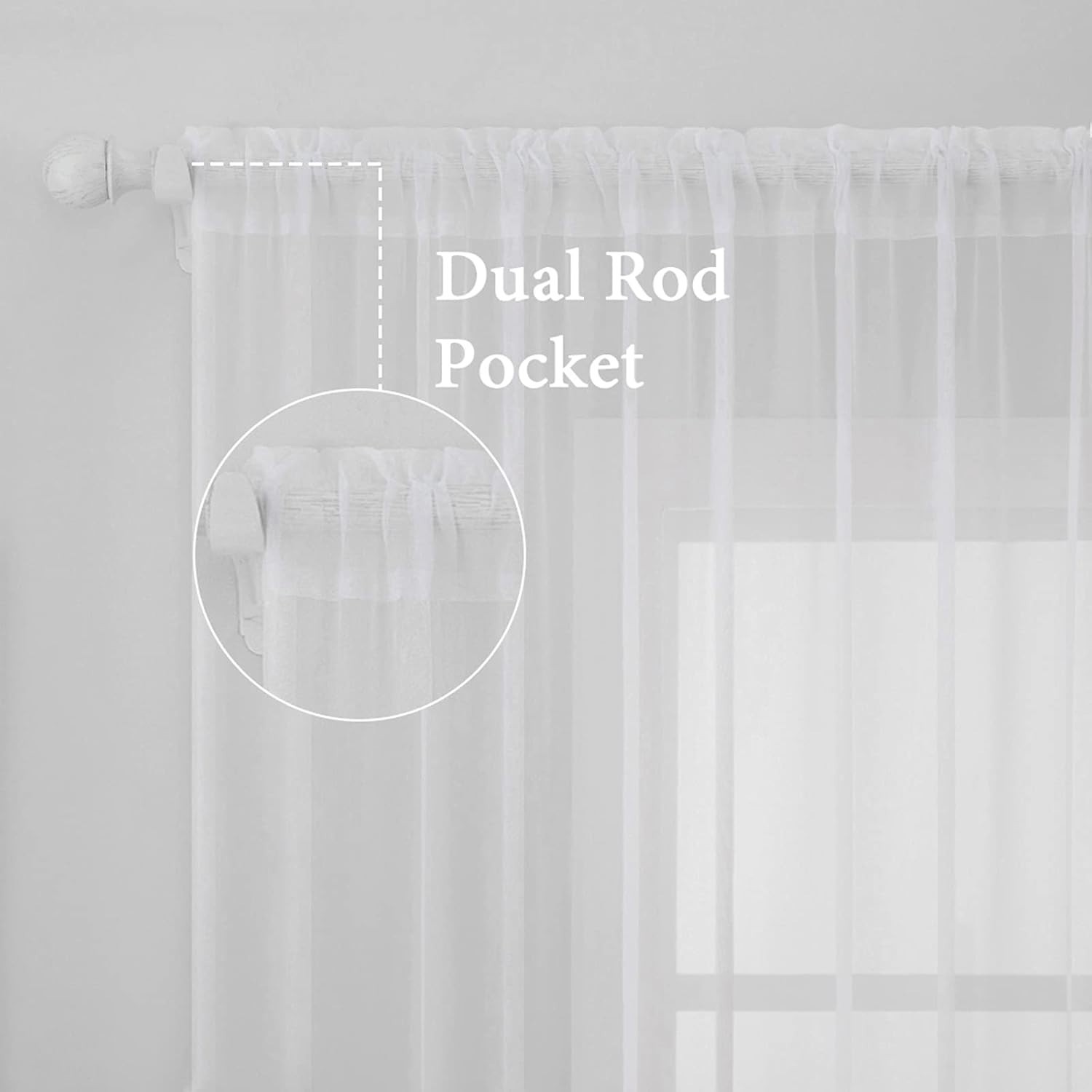 Lightweight 2-Pack 54″W x 84″L Sheer White Curtains – Contemporary Style