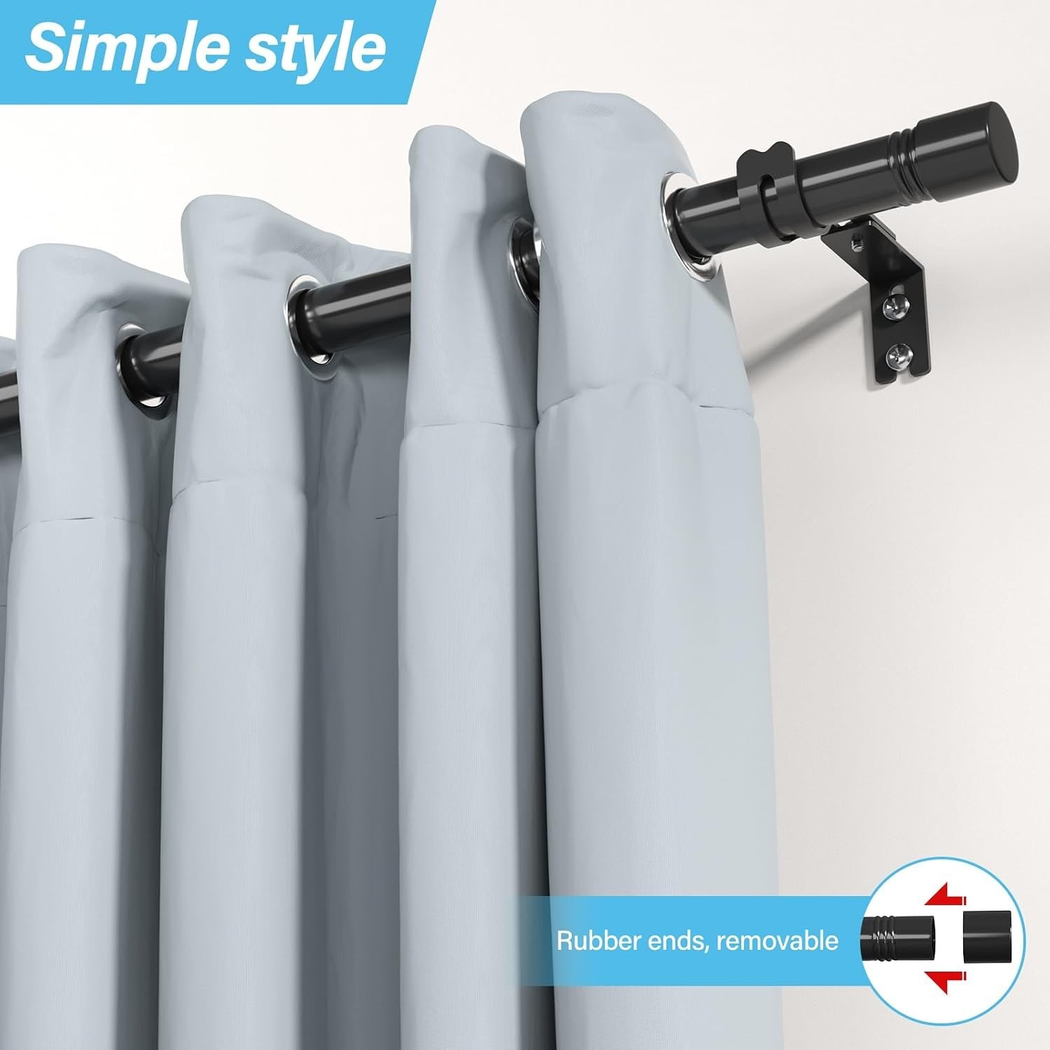 Versatile Black Curtain Rod 30-60″ – Adjustable Stainless Steel for All Decor