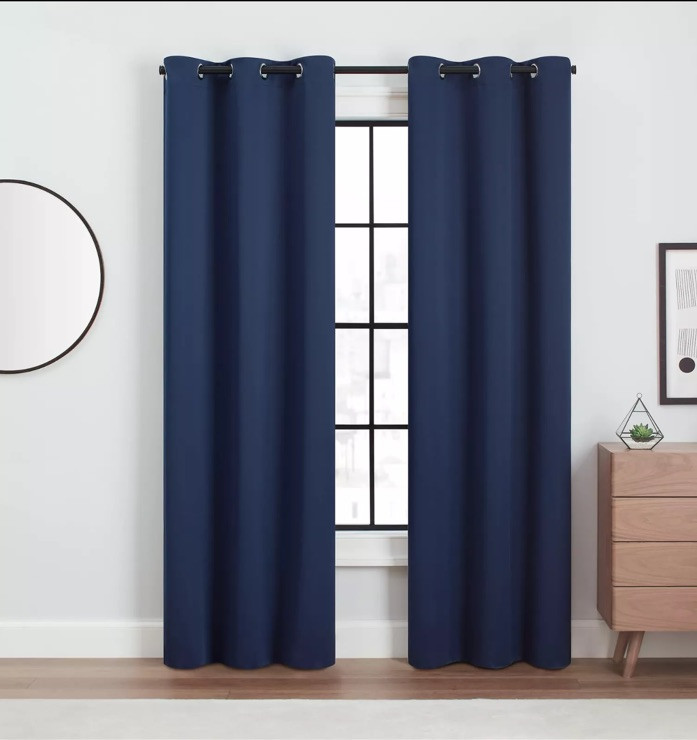 2 Panels Grommet Blackout Thermal Navy Blue Window Curtain 54’W X 84’L