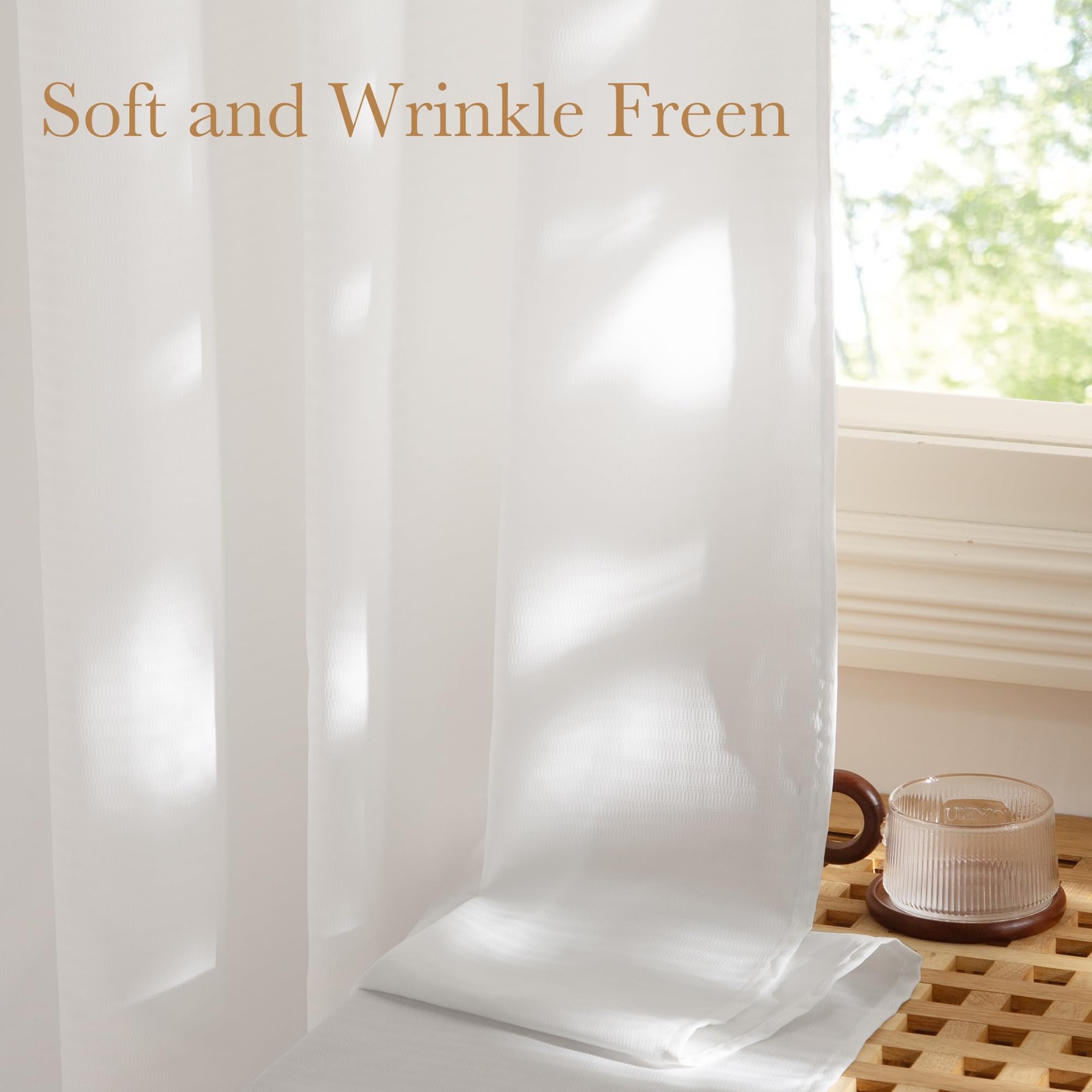 Non See Through White Privacy Sheer Curtains 52 X 72 Inches Long 2 Panels Set…
