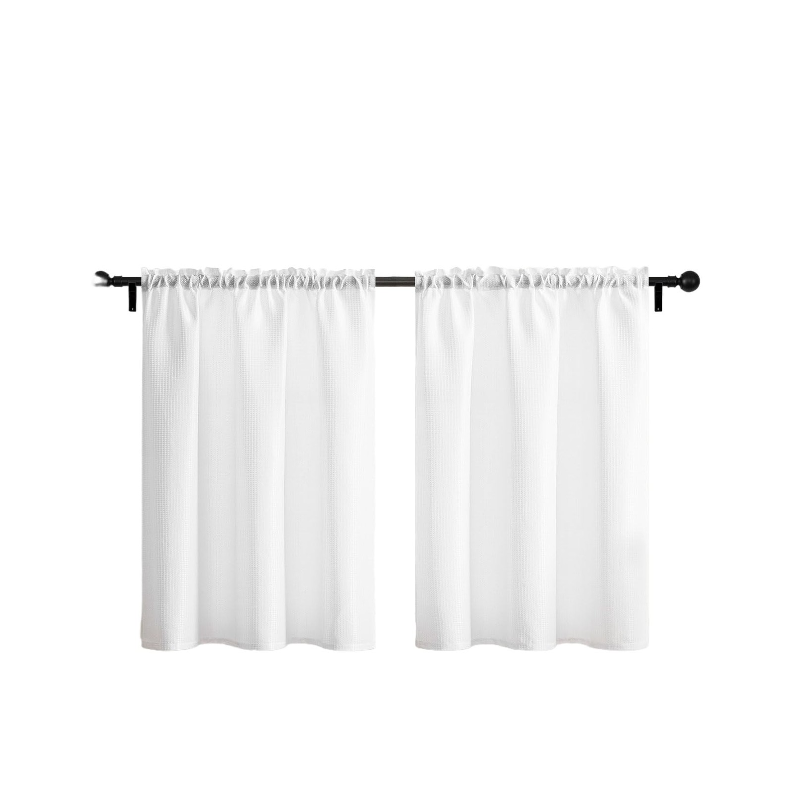 White Waffle Bathroom Window Curtains, Water Repellent Rod Pocket Kitchen Dra…
