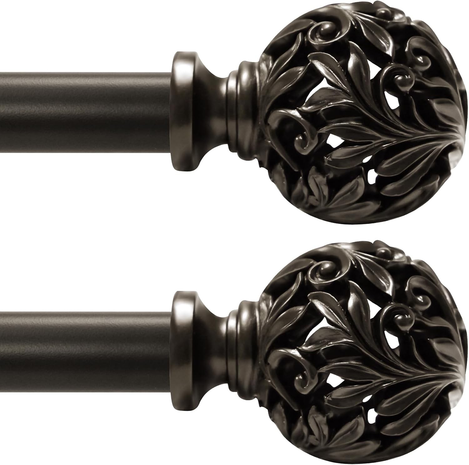 2Pack Bronze Curtain Rods 18 to 64 inches (1.5-5.3 ft), 1 Inch Diameter