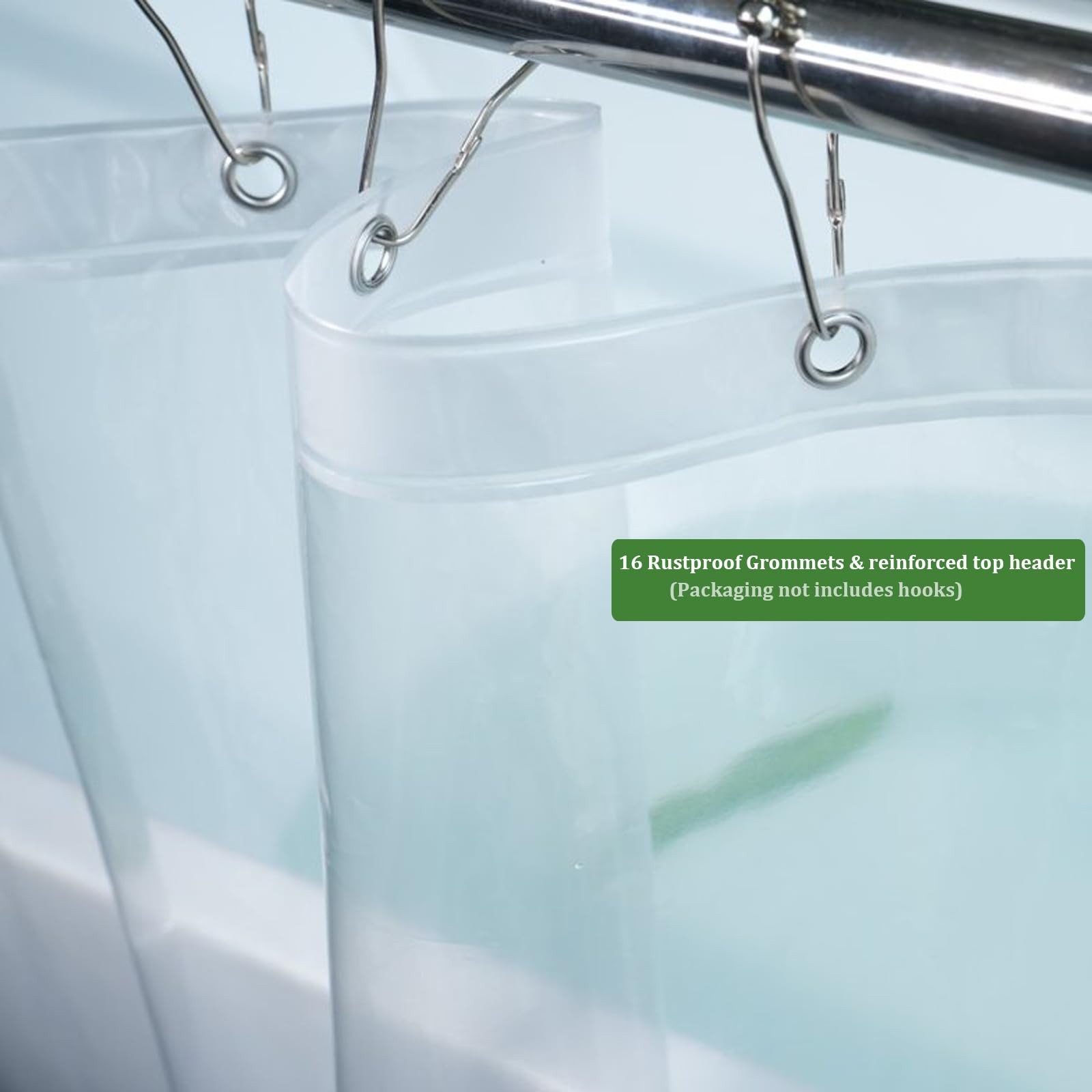 Tonnali Extra Wide Clear Shower Curtain 96″W x 72″L (Pack of 1), 8g-clear