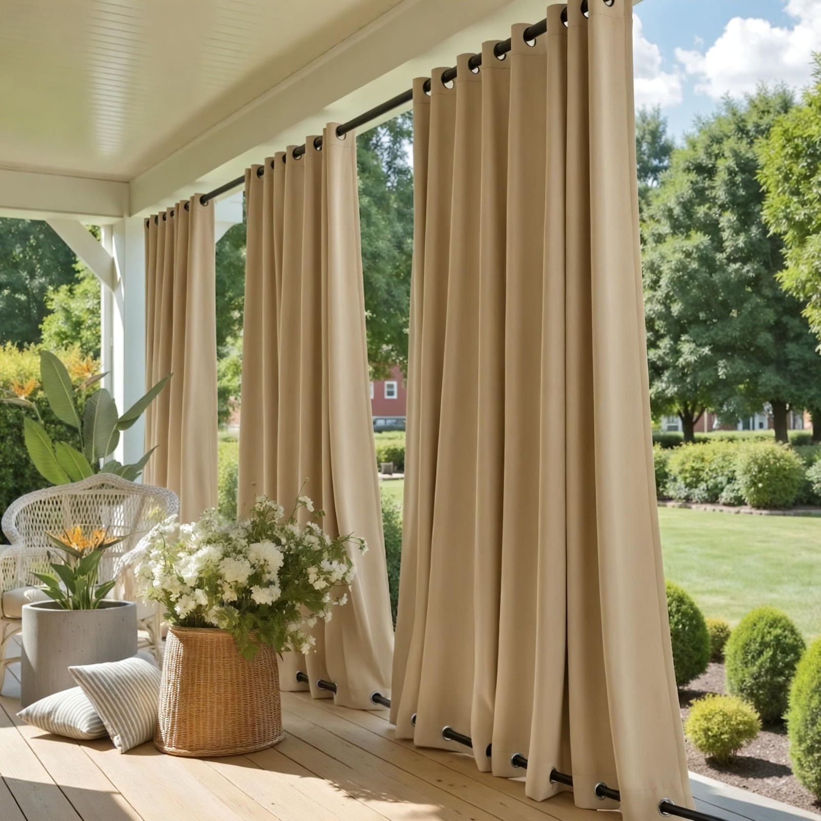 Weighted Outdoor Curtains for Patio Waterproof, Thermal Insulated Room Darken…
