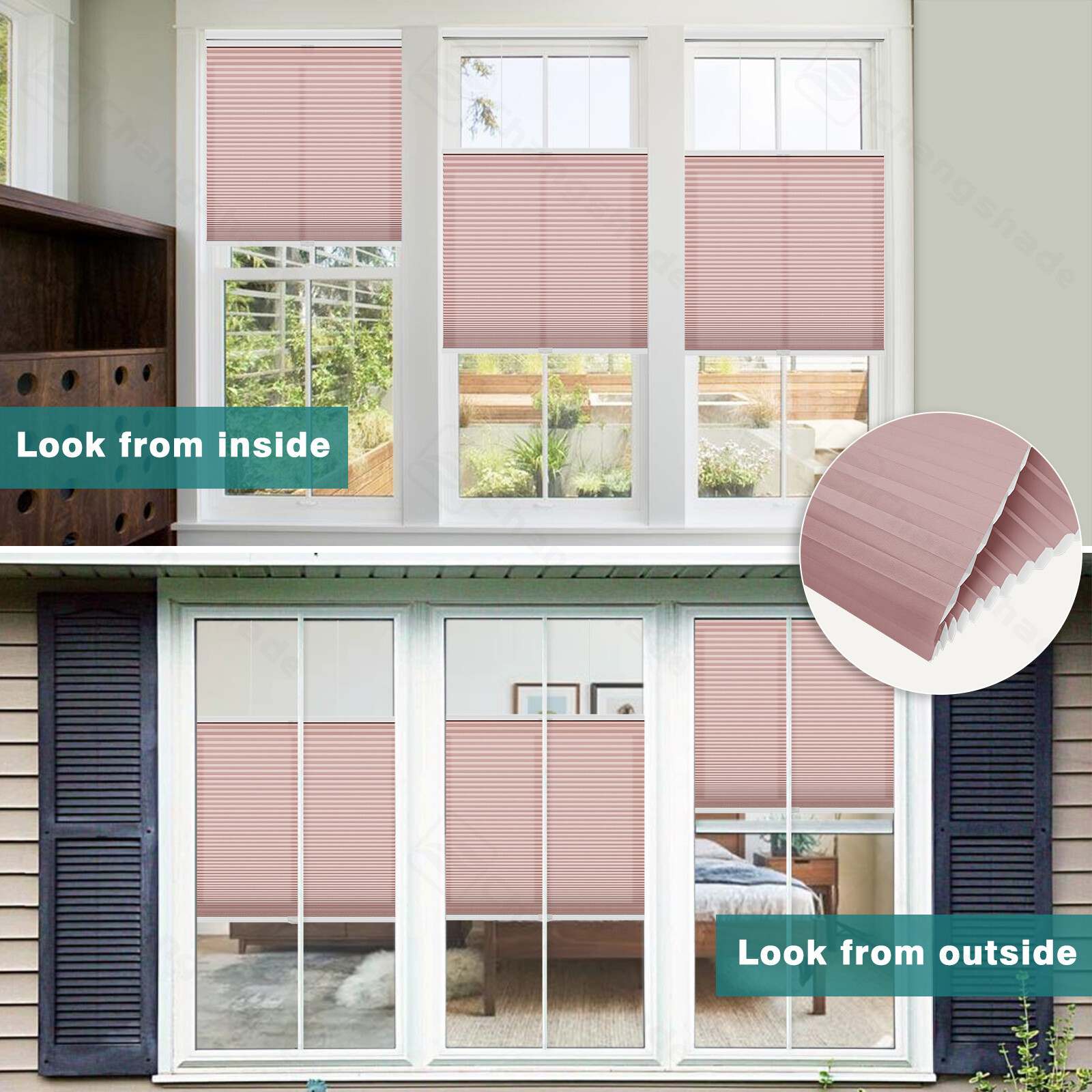 CUSTOM SIZE 38MM Shades Blackout Cordless Top Down Bottom Up Cellular Blinds