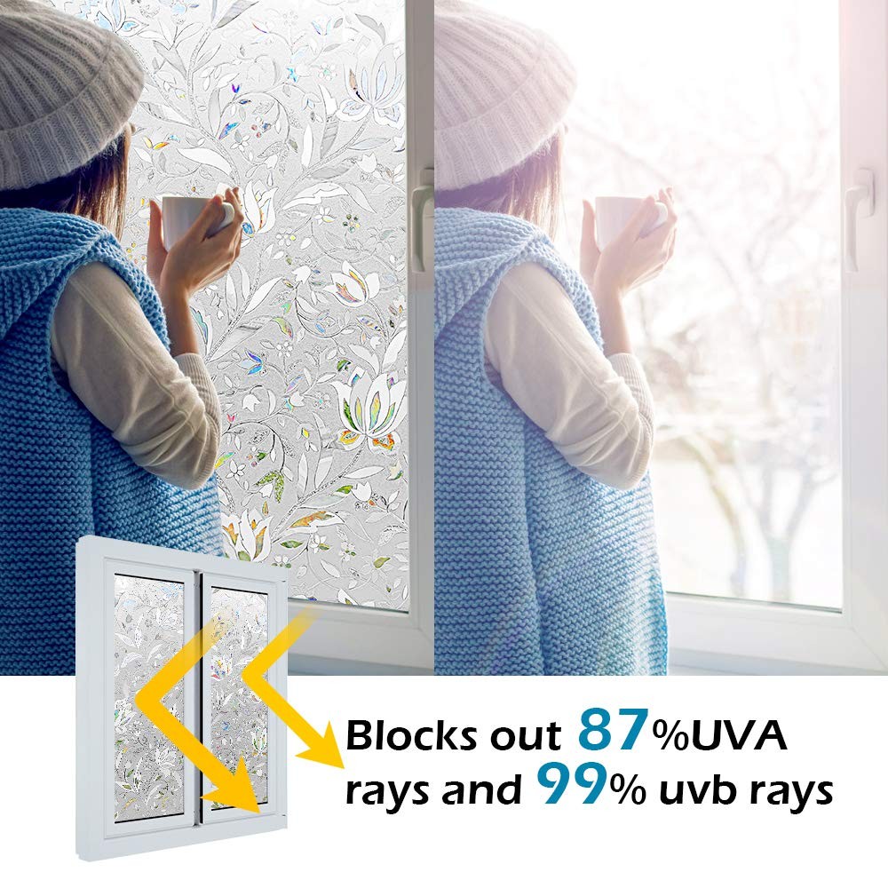 Window Privacy Film, Frosted Removable Glass Covering 17.5″ x 78.7″, White