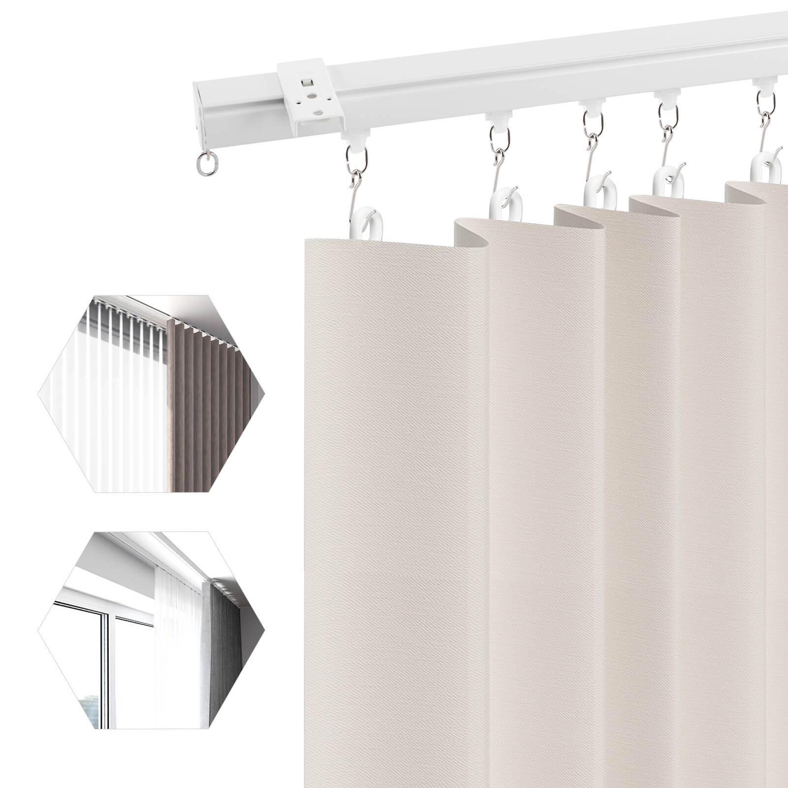 3-6ft Scalable Curtain Track Ceiling Mounted Curtain Track Kit With Hooks Space