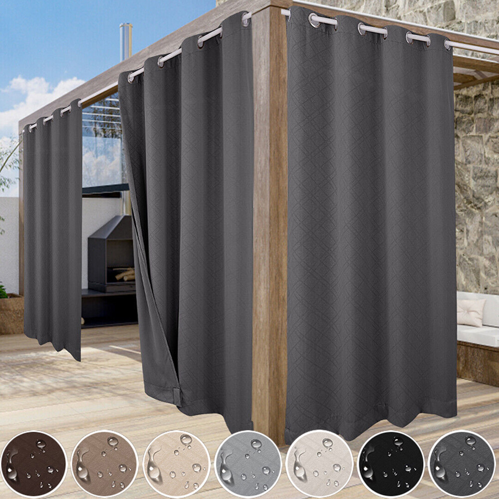 2024 New Waterproof Outdoor Curtains Patio Thermal Insulated Sun Blocking Drapes