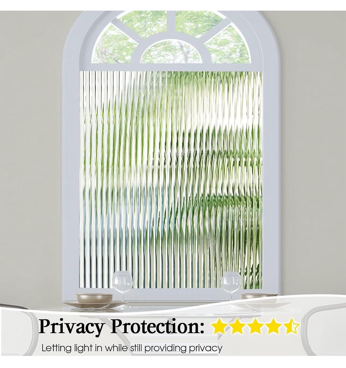 Windimiley Window Privacy Film 3D Reeded Glass Static cling 17.5×78.7in