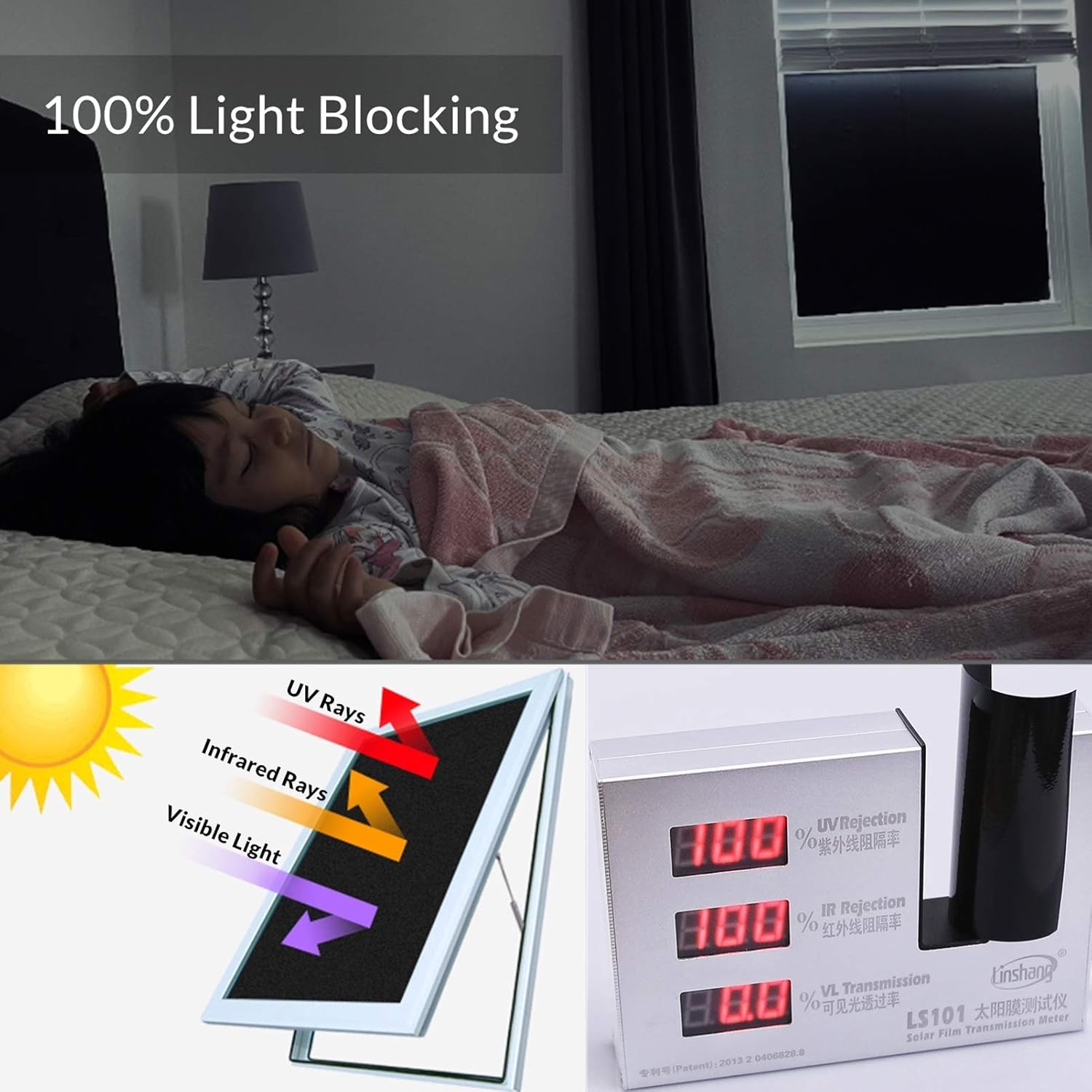 VELIMAX Static Cling Total Blackout Window Film 17.7In.By 78.7In., Black