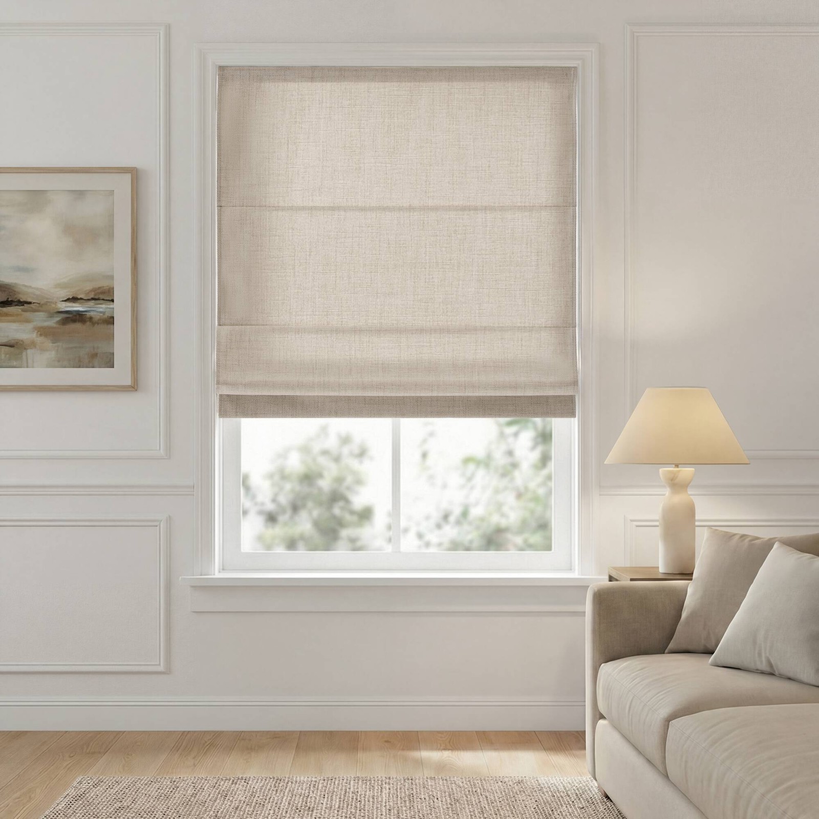 1 Piece 31×64″ Room Darkening Cordless Roman Shade,Neutral