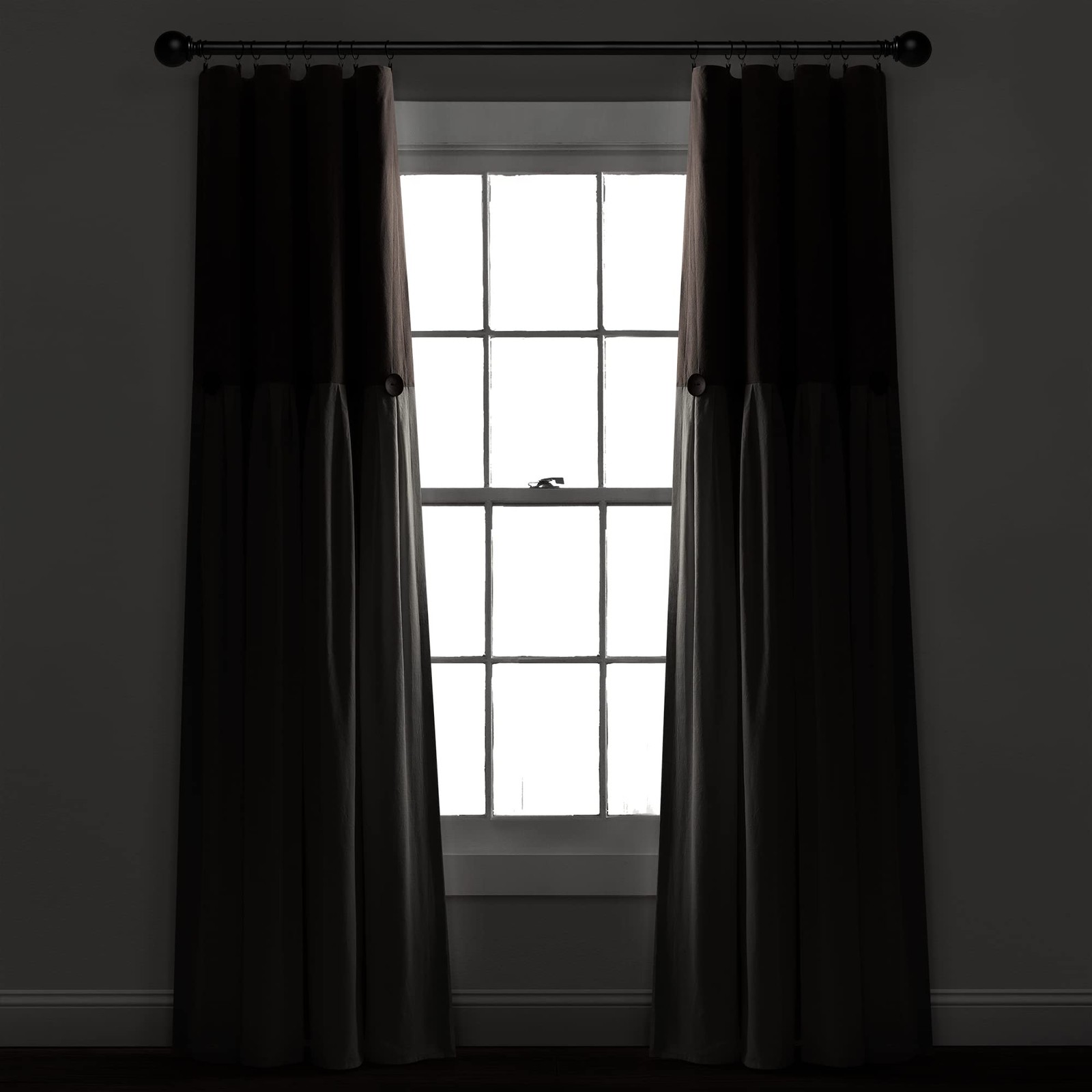 Lush Decor Linen Button Window Curtain Panel, Single, 40″ W x 84″ L, Linen—-