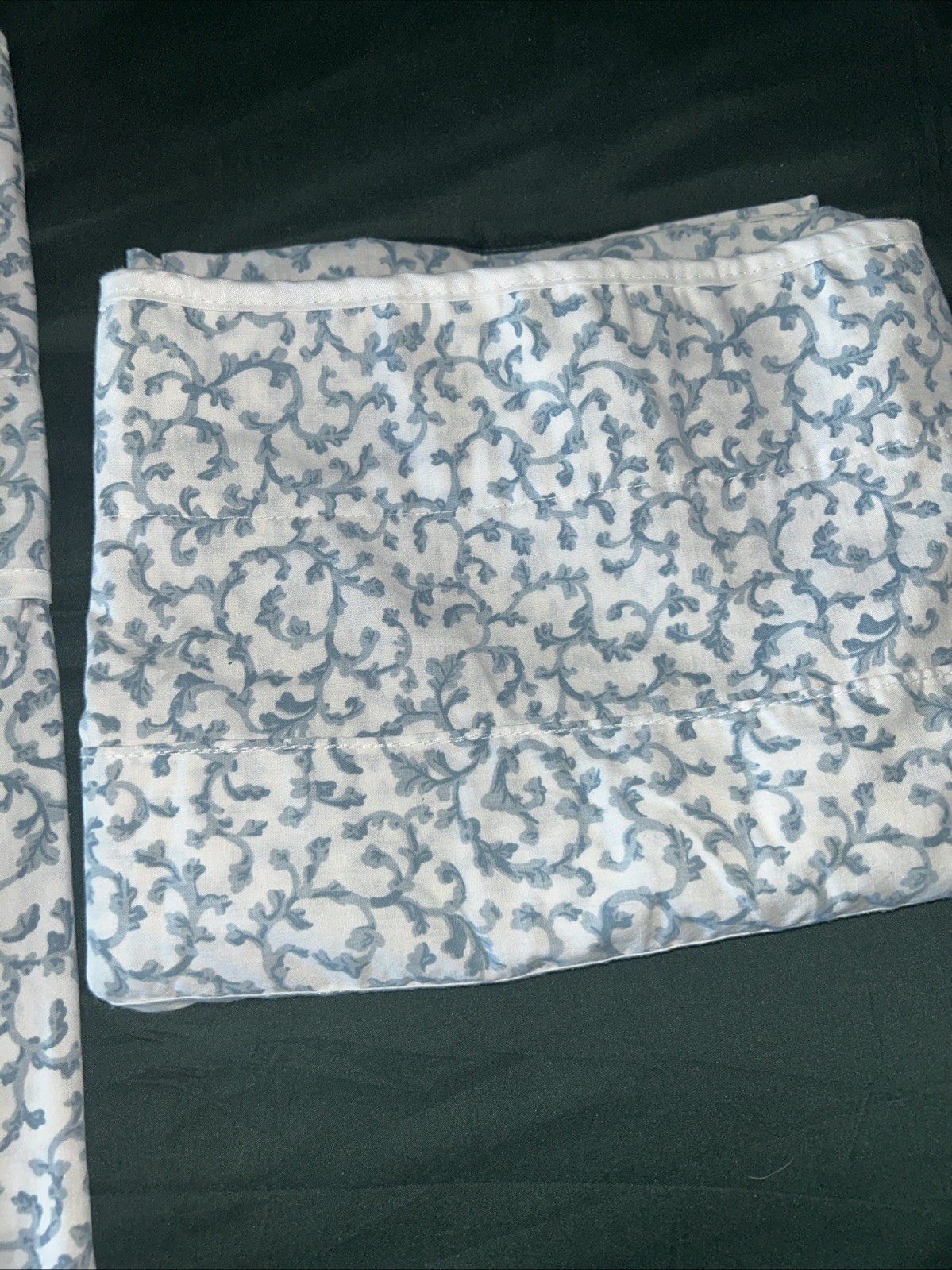 2 Croscill ASHLEY Blue White Filigree Double Valances Each 88” x 18” Vintage