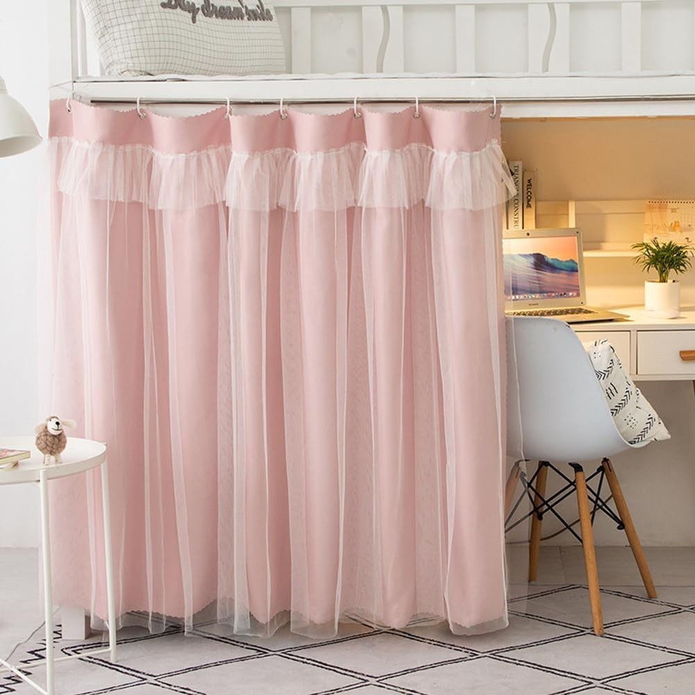 Dorm Bed Curtains Blackout Pink Bunk Bed Privacy Canopy for Student Rooms