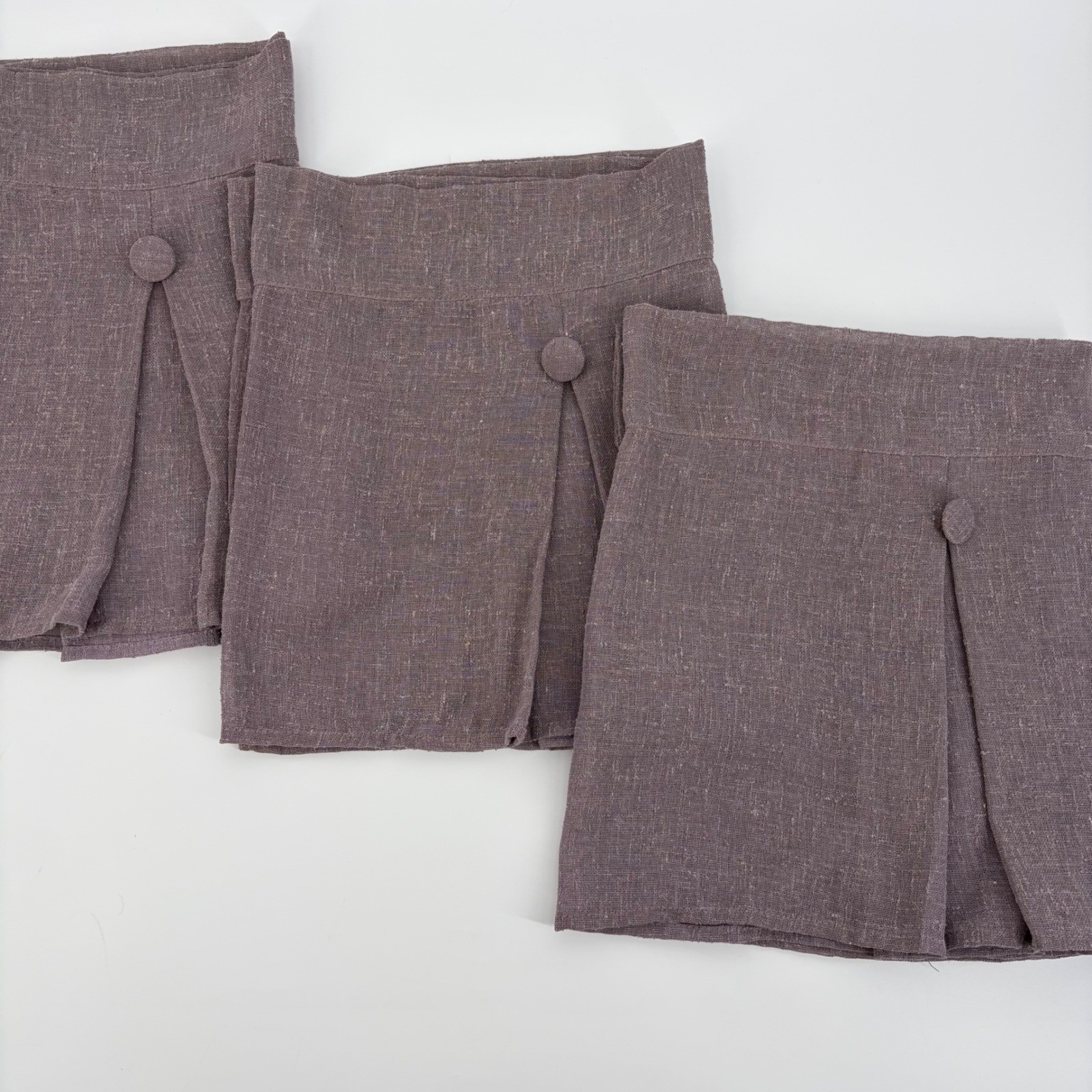 Window Valance 3 Panels Lavender 15×52 Each Pleated Button Linen Look Slub Gauze