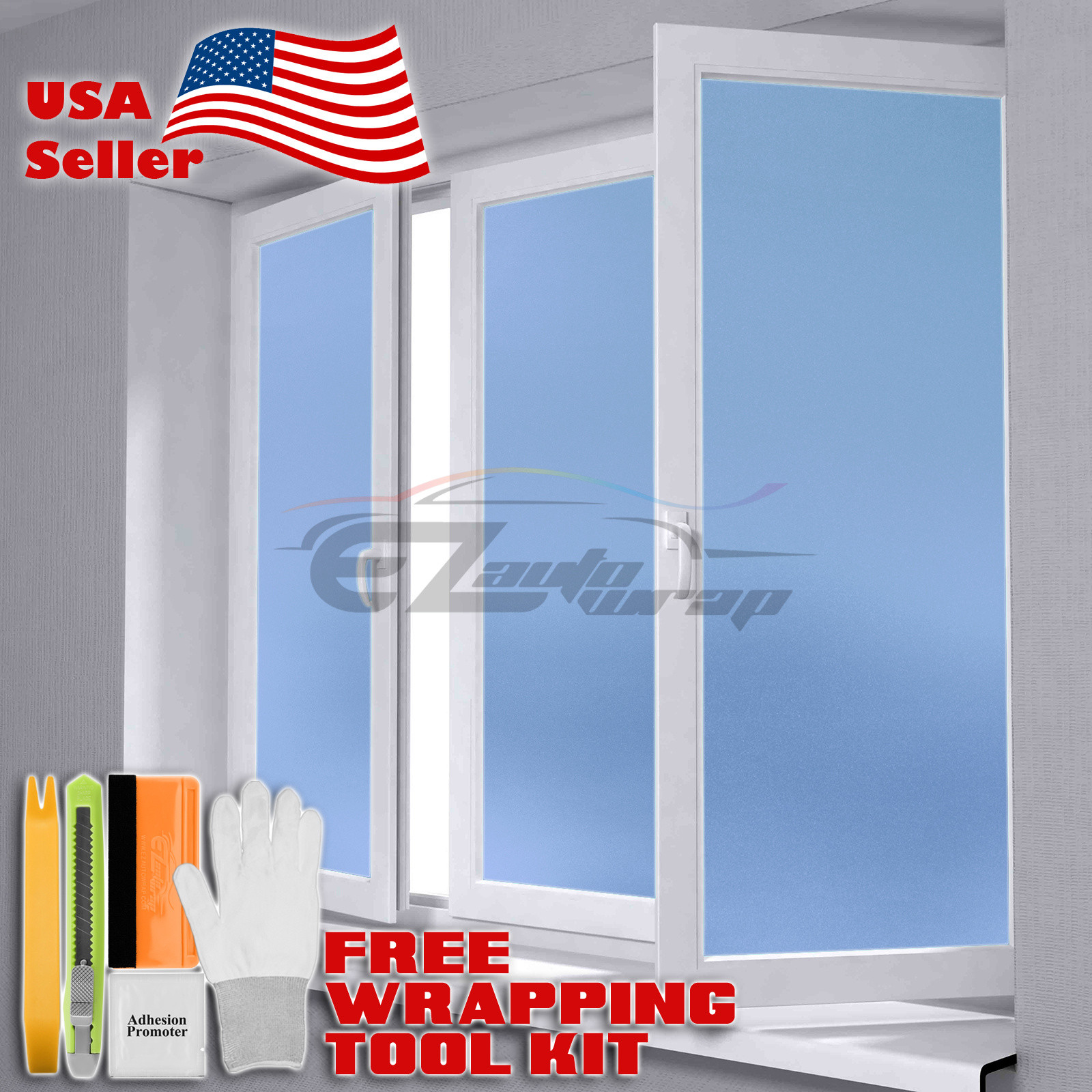 【Frosted Film】 Light Blue Glass Bathroom Window Security Privacy Sticker Sheet