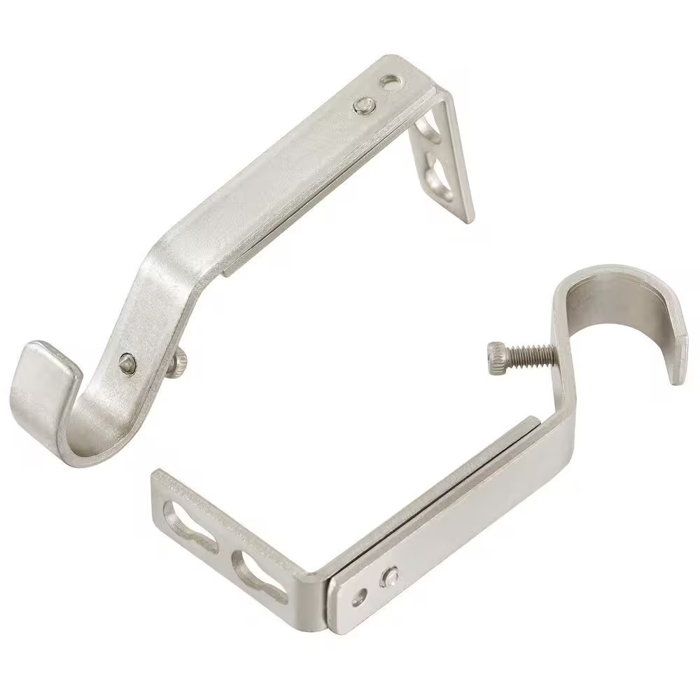 36 In. – 66 In. Telescoping 3/4 In. Single Curtain Rod Kit in Brushed Nickel wit