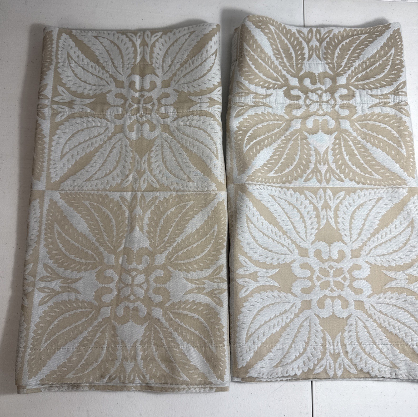 Martha Stewart Collection 100% Cotton Brocade Window Valance Set Of 2 Blue/Khaki