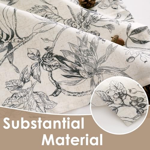 Linen Floral Kitchen Tier 26″W x 36″L (Pack of 2) Flower Black on Beige