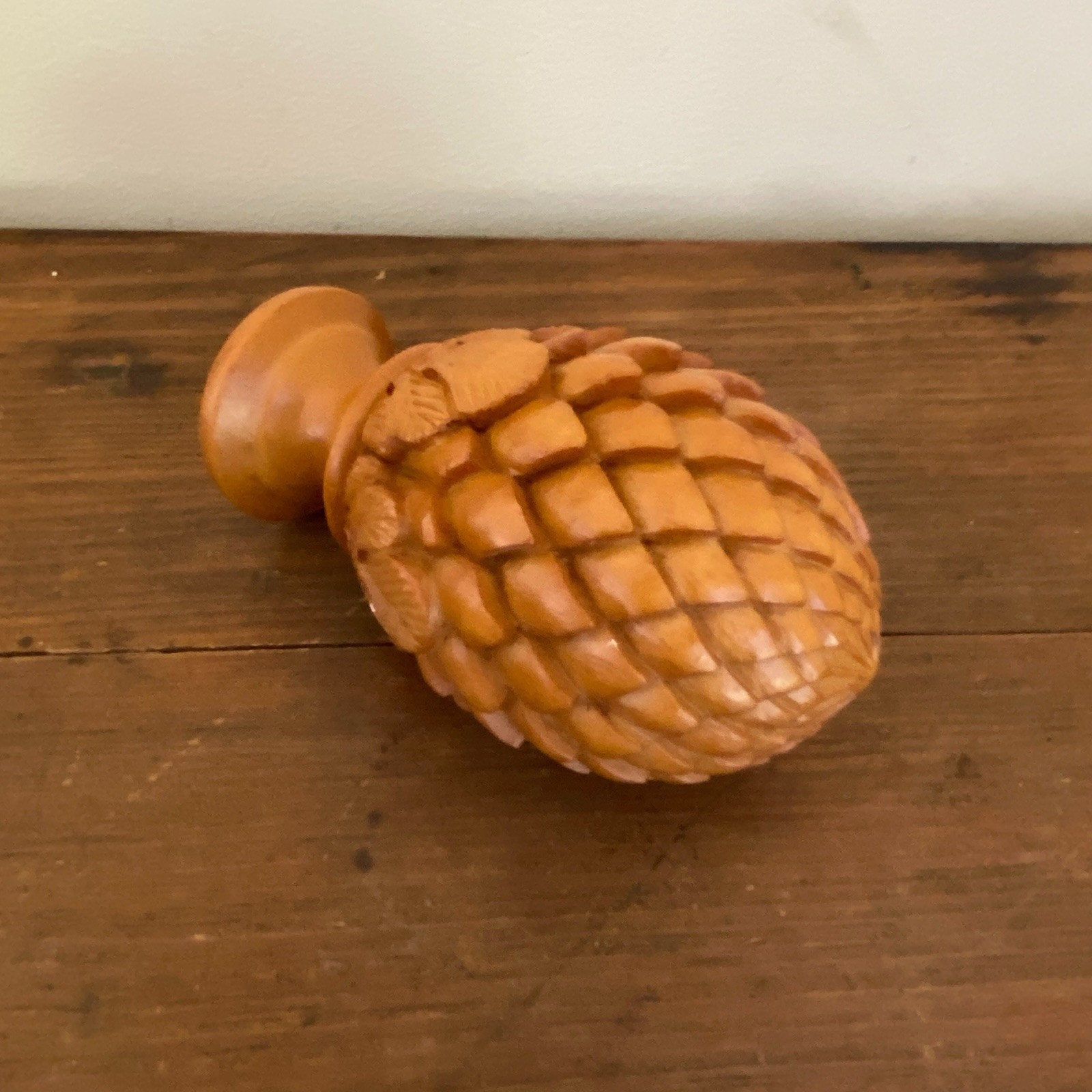 Pineapple Finial Curtain Rod End Holdback Brown Resin Screw On Molded Lot Of 8