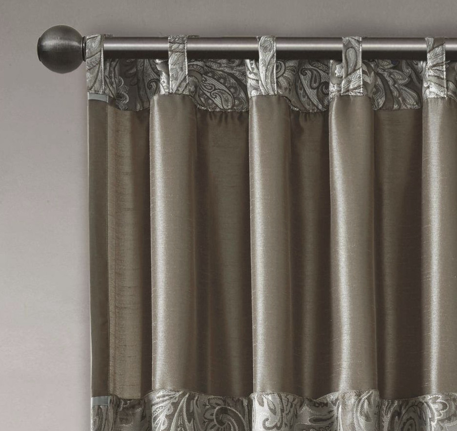 Madison Park Aubrey Jacquard Paisley Pattern 50×84 inch Curtains Brown & Blue