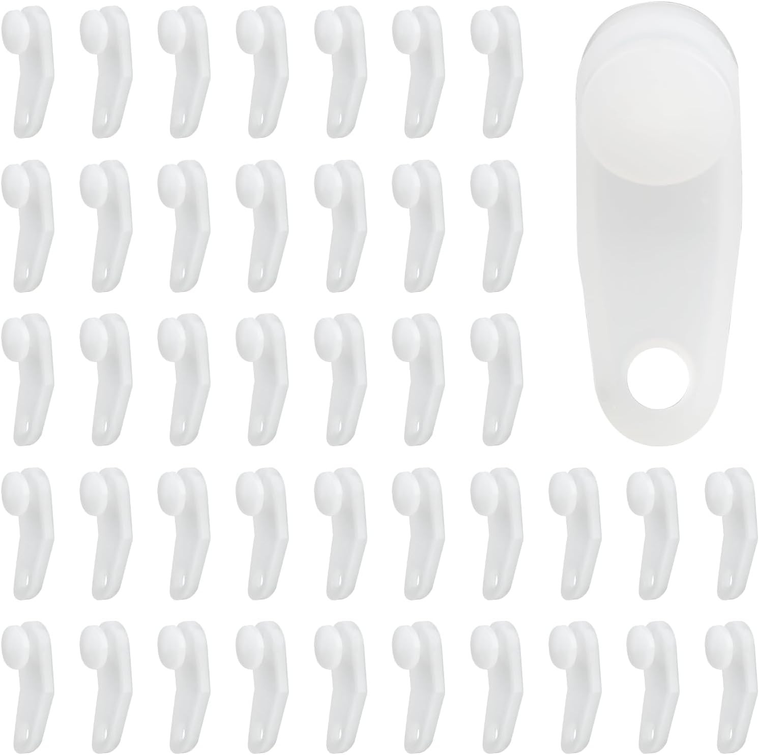 100 PCS Traverse Rod Slides, White Plastic Curtain Rail Track Hooks Slider, Wind
