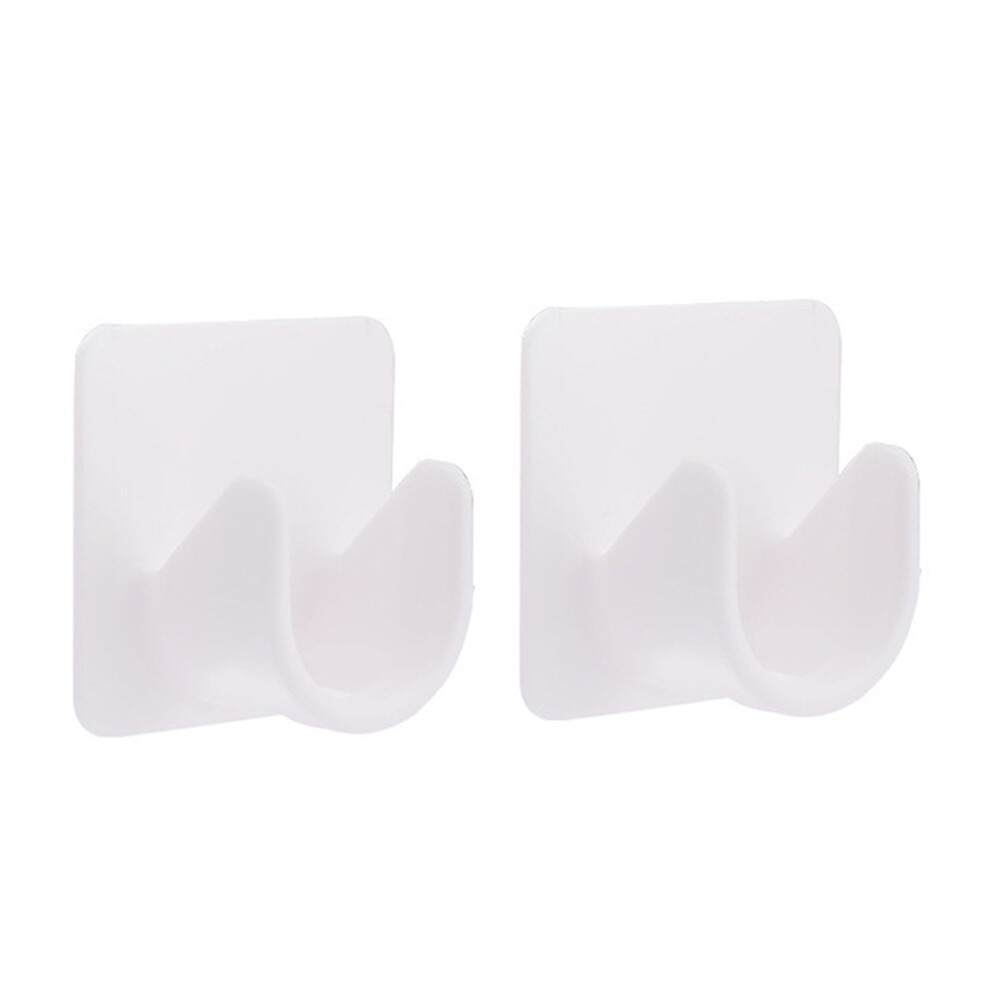 2Pcs White ABS Closet Pole Holder Bracket Self Adhesive Pole Socket Rod Hardware