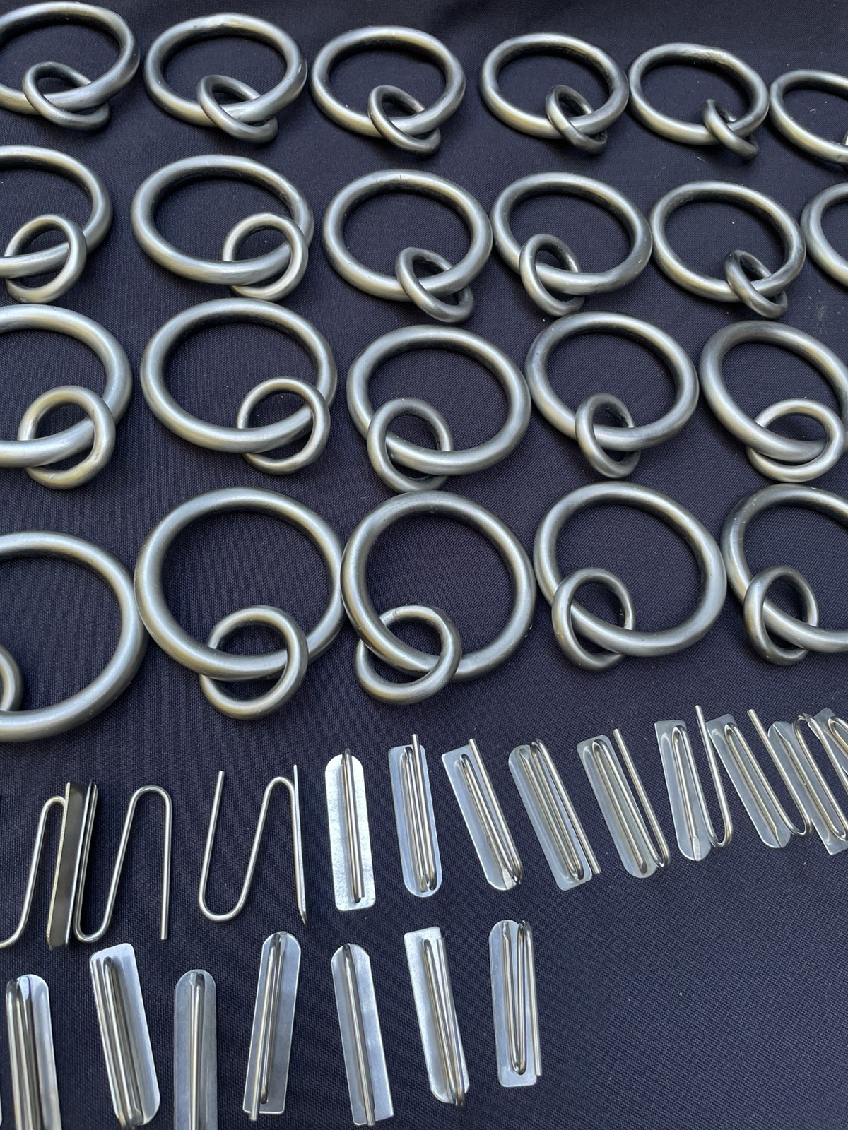43 Pcs Silver Steel Double Round Curtain Rings 1.75” ID, 2.5” OD Heavy, Thick