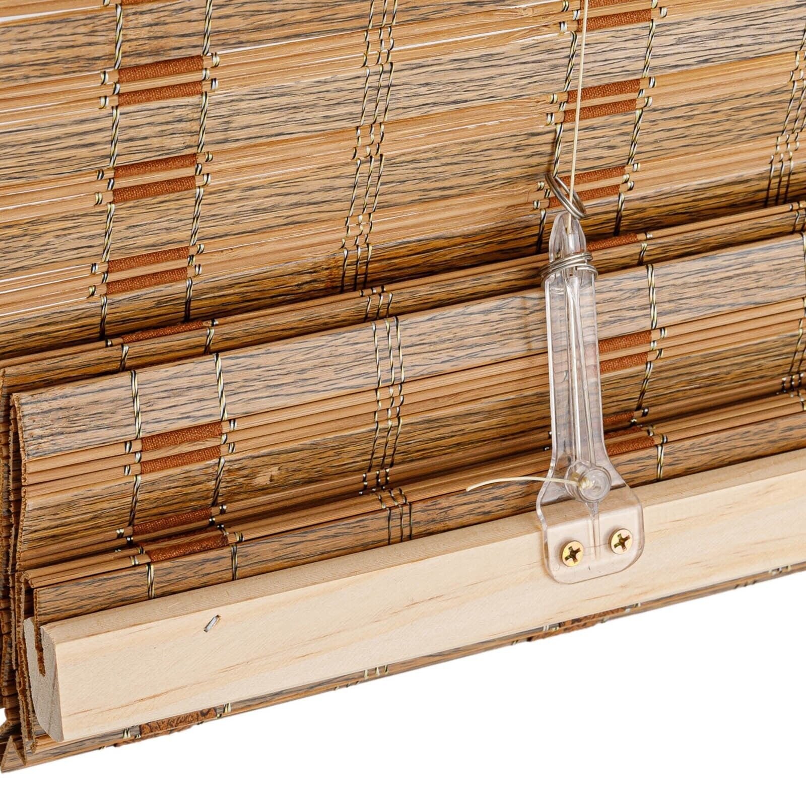 Cordless Bamboo Light Filtering Roman Window Blind Sun Shade w Valence – Caramel