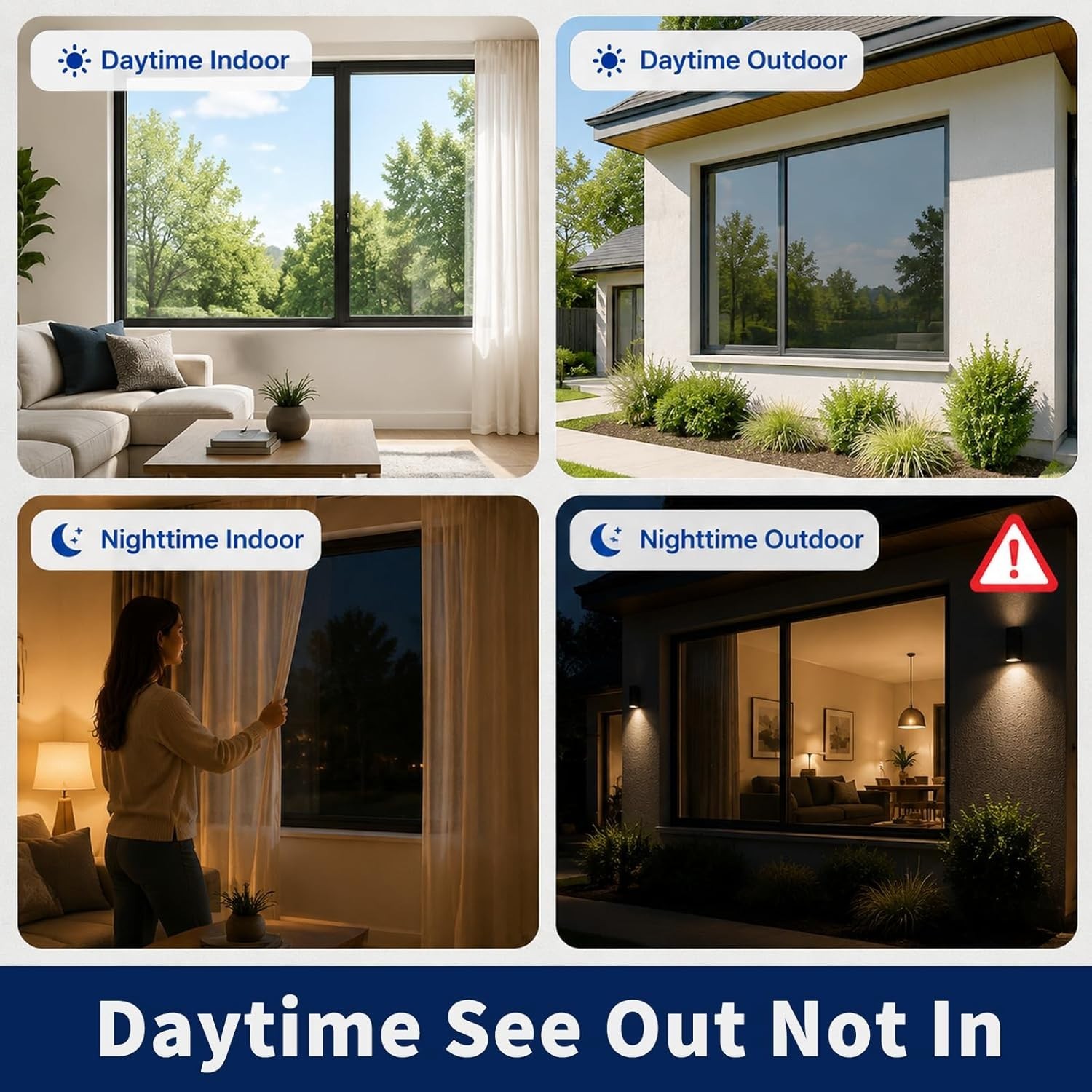 Luxury One Way Window Privacy Film – Daytime Mirror Tint, 17.5” x 6.5”,”