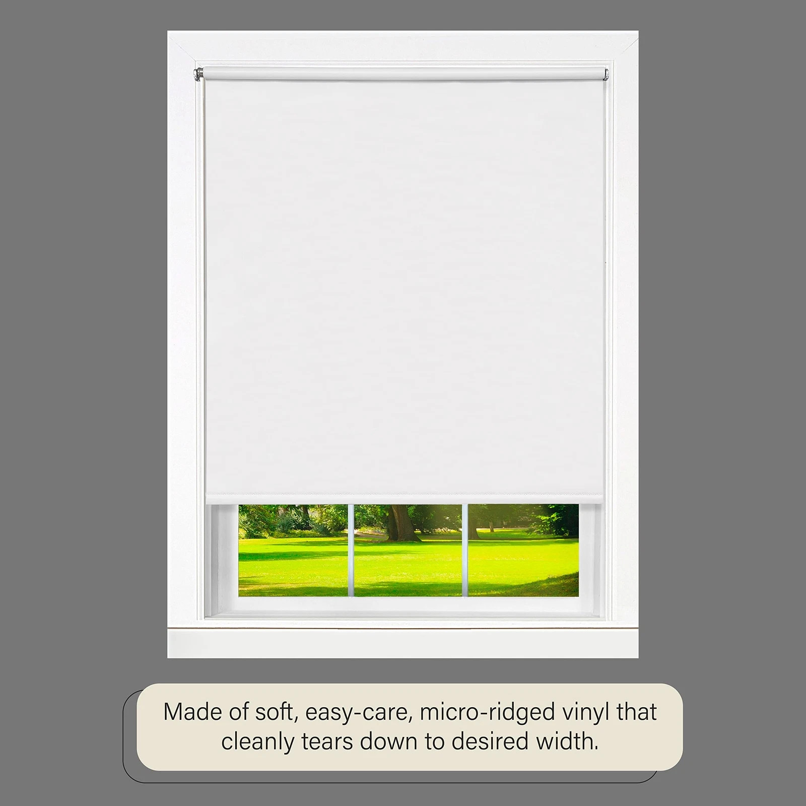 Achim Tear Down Cordless Vinyl Roller Shade 72″L x 37″W – White Room Darkening