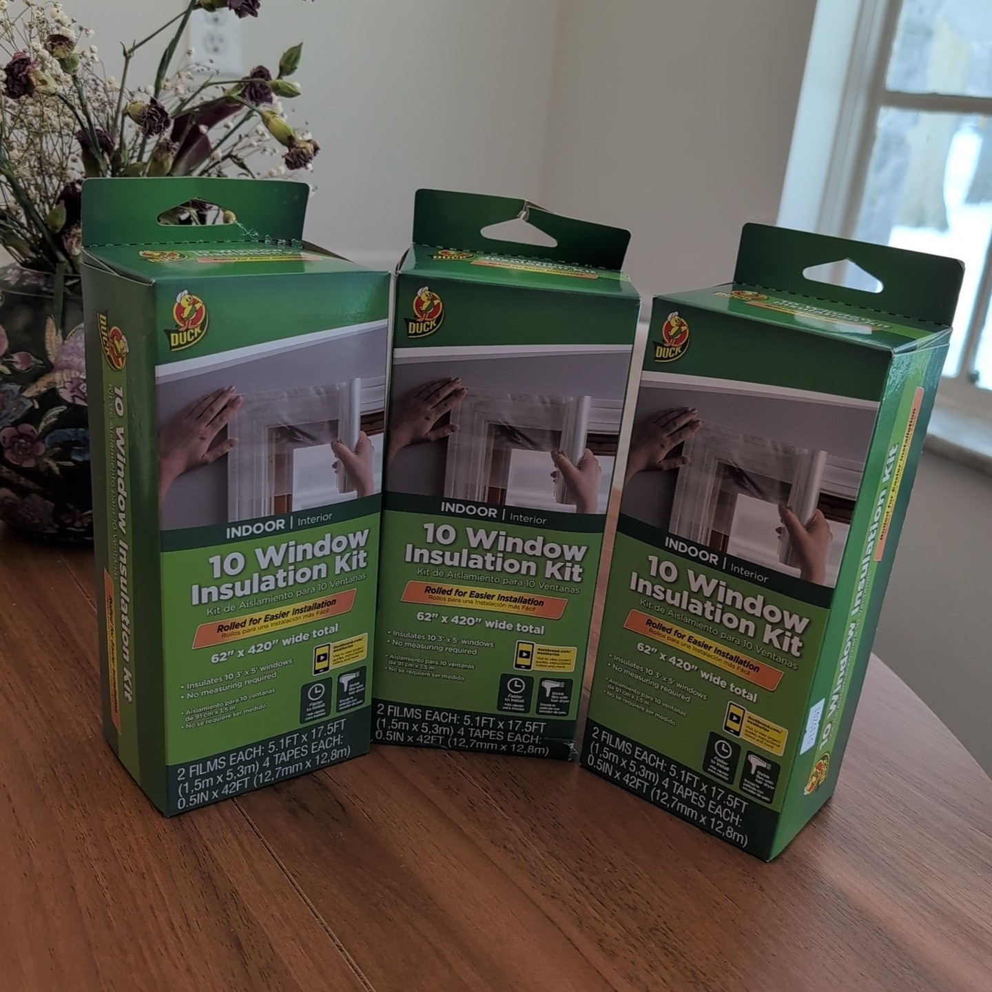 Duck Indoor Window Insulation LOT OF 3 Kits 62″ x 420″ Rolls Shrink Film #42825