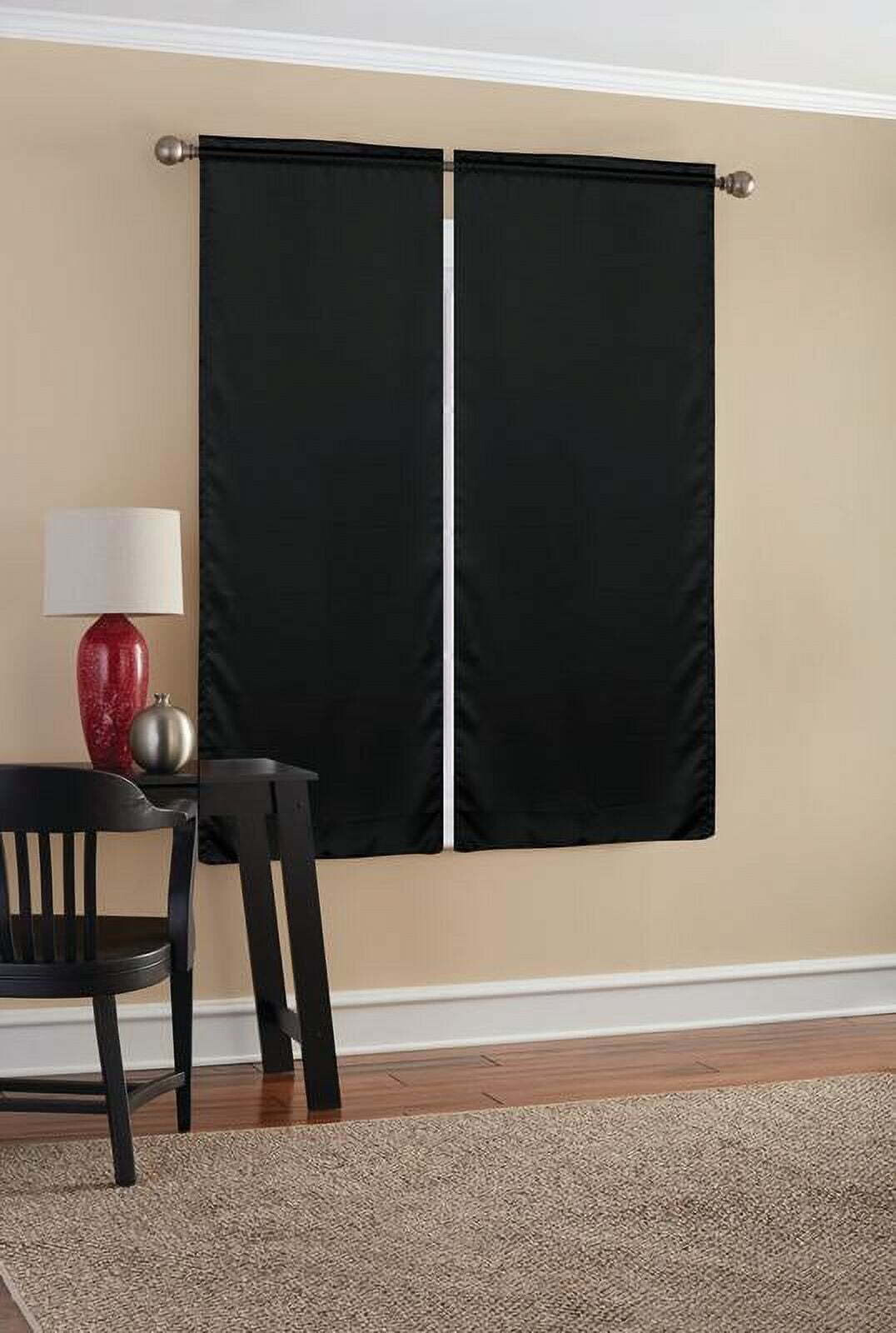 Mainstays Blackout ROD POCKET Curtain 2 PANEL Black 30″ W x 63″ L 30 x 63″ S12