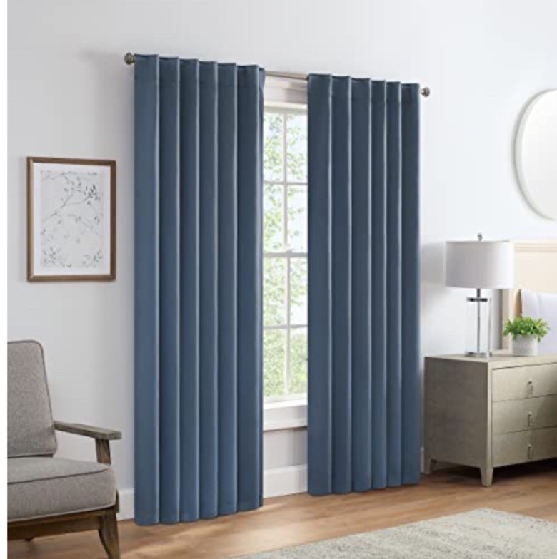 Eclipse Langley Room Darkening Curtains 52 in X 84 Stone Blue