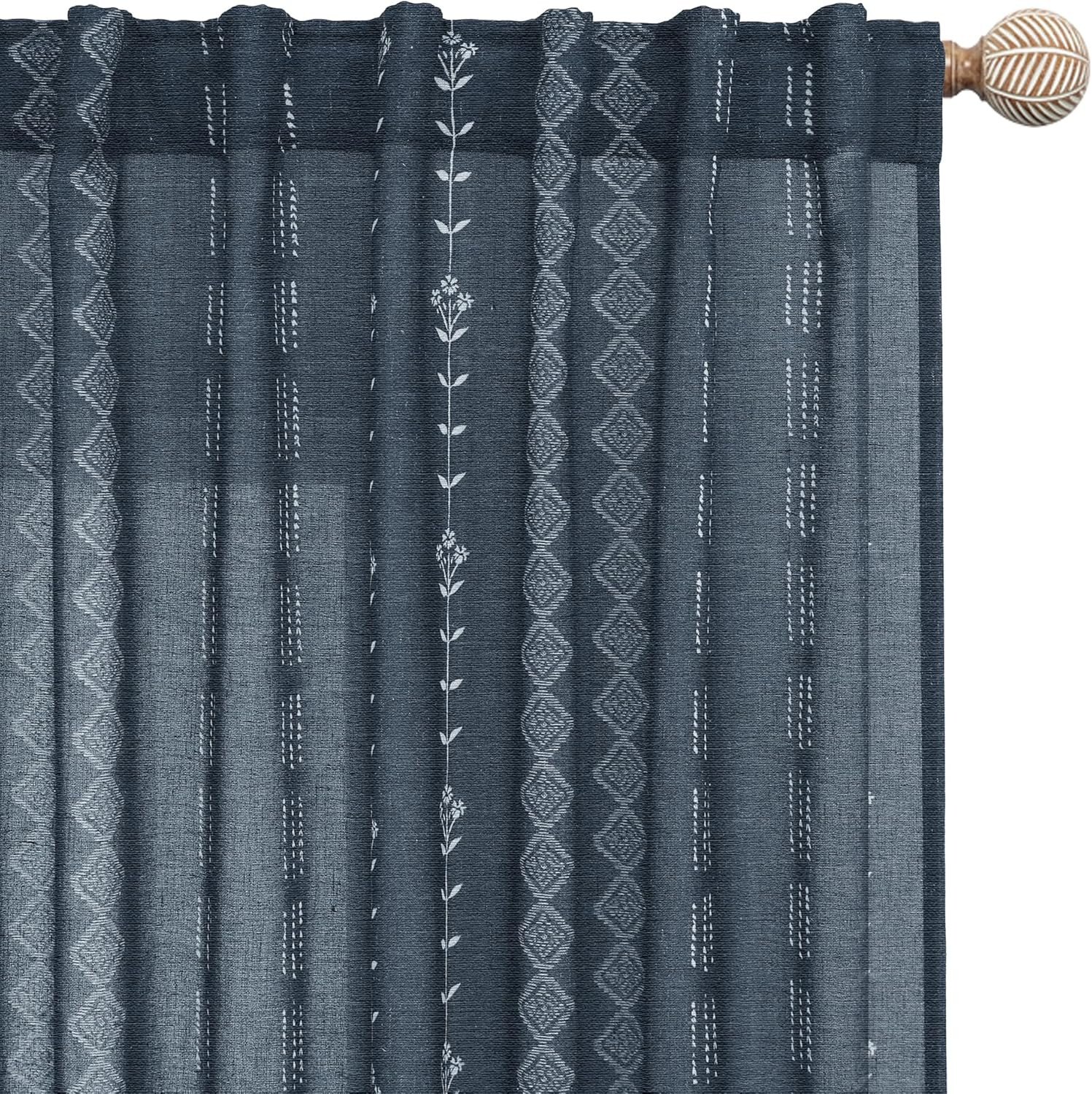 Chic Plaid Floral Curtains for Elegant Home Décor – Perfect for Any Room