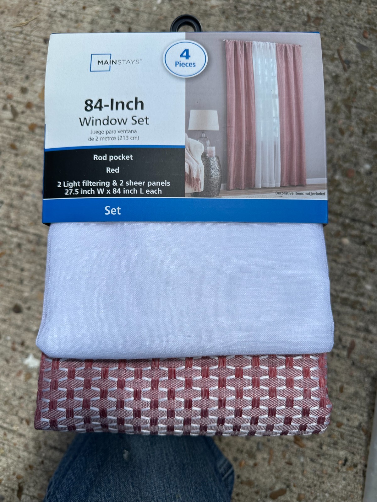 Mainstays 84 inch window set 4 pieces Rod pocket Red- India Inspired New