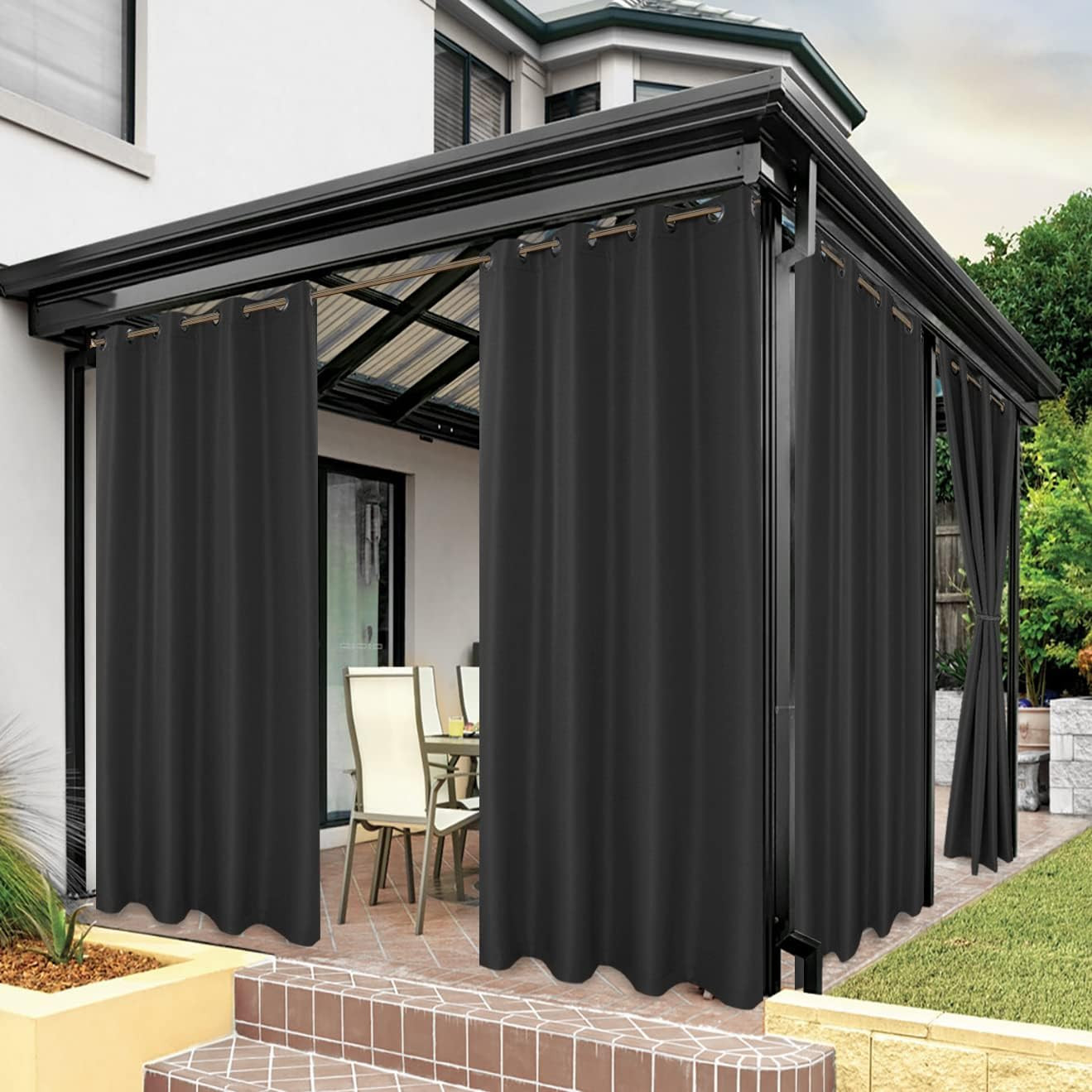 Outdoor Curtains for Patio Waterproof Thick | Privacy Wide Grommet Light Filteri