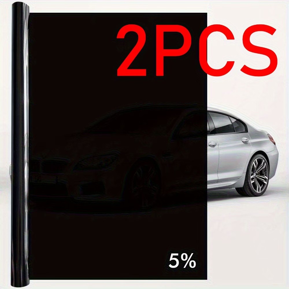 2 Rolls 5% VLT Black Static Cling Window Tint Film-Solar UV Protection And Heat