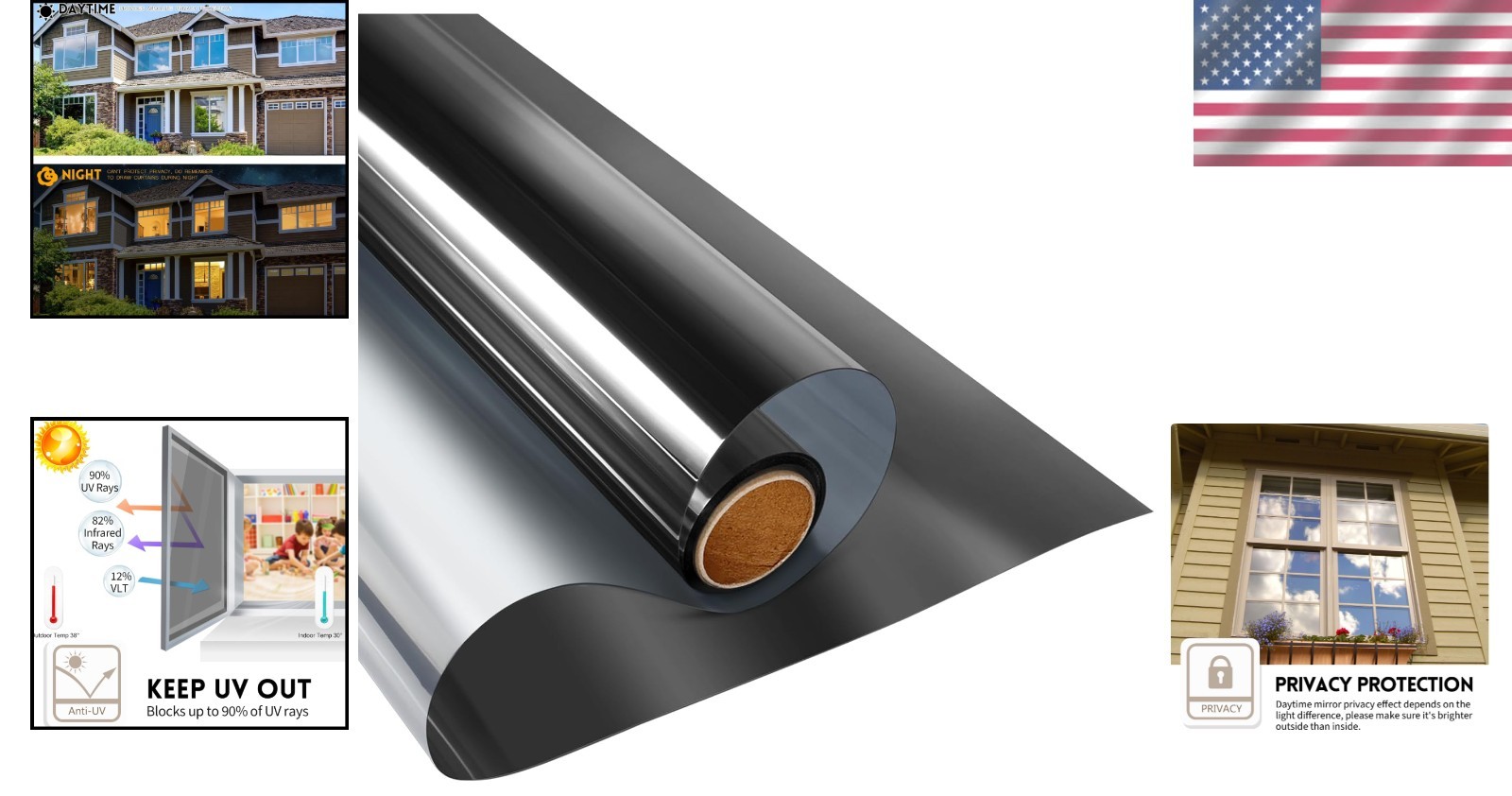 Advanced UV Blocking Window Film – Stylish One-Way Privacy Tint 35.4″ x 6.5′